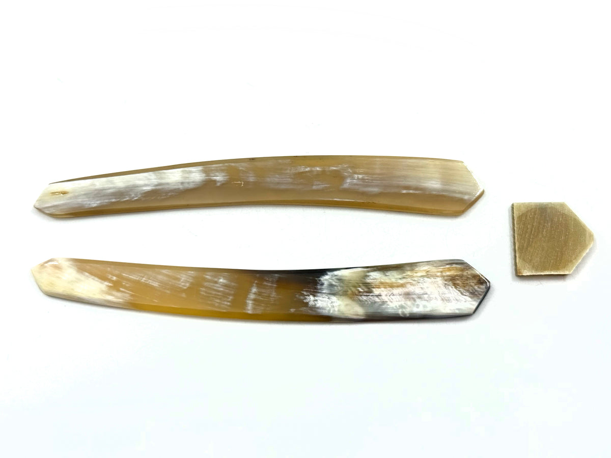 Straight Razor Scales for 5/8-6/8 blades - Blonde with White Cattle Horn with Angled Ends - One Pair/Set