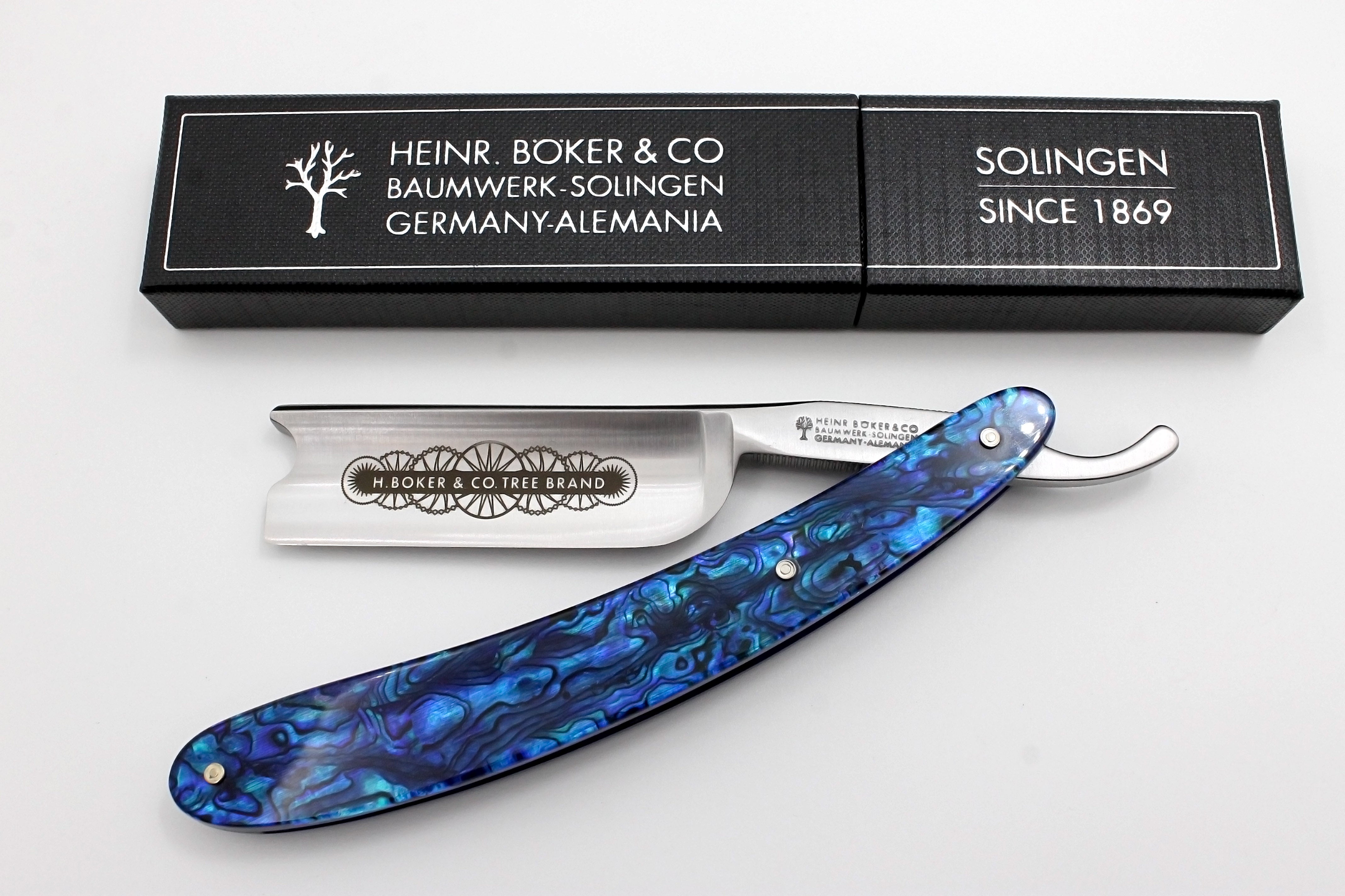 Boker Blue Shell 7/8 Blade with Paul Shell Scales Full Hollow Solingen Straight Razor
