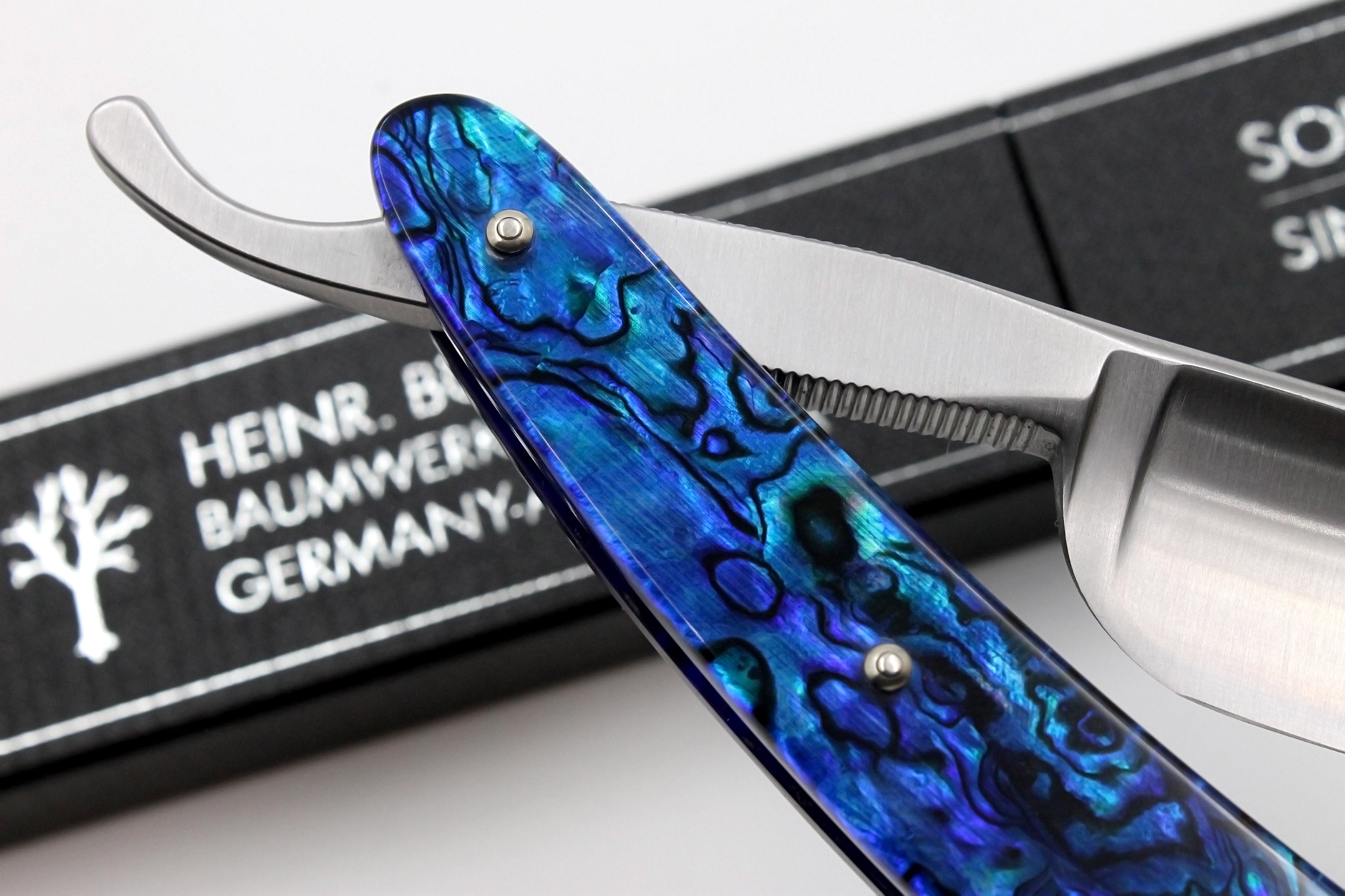 Boker Blue Shell 7/8 Blade with Paul Shell Scales Full Hollow Solingen Straight Razor