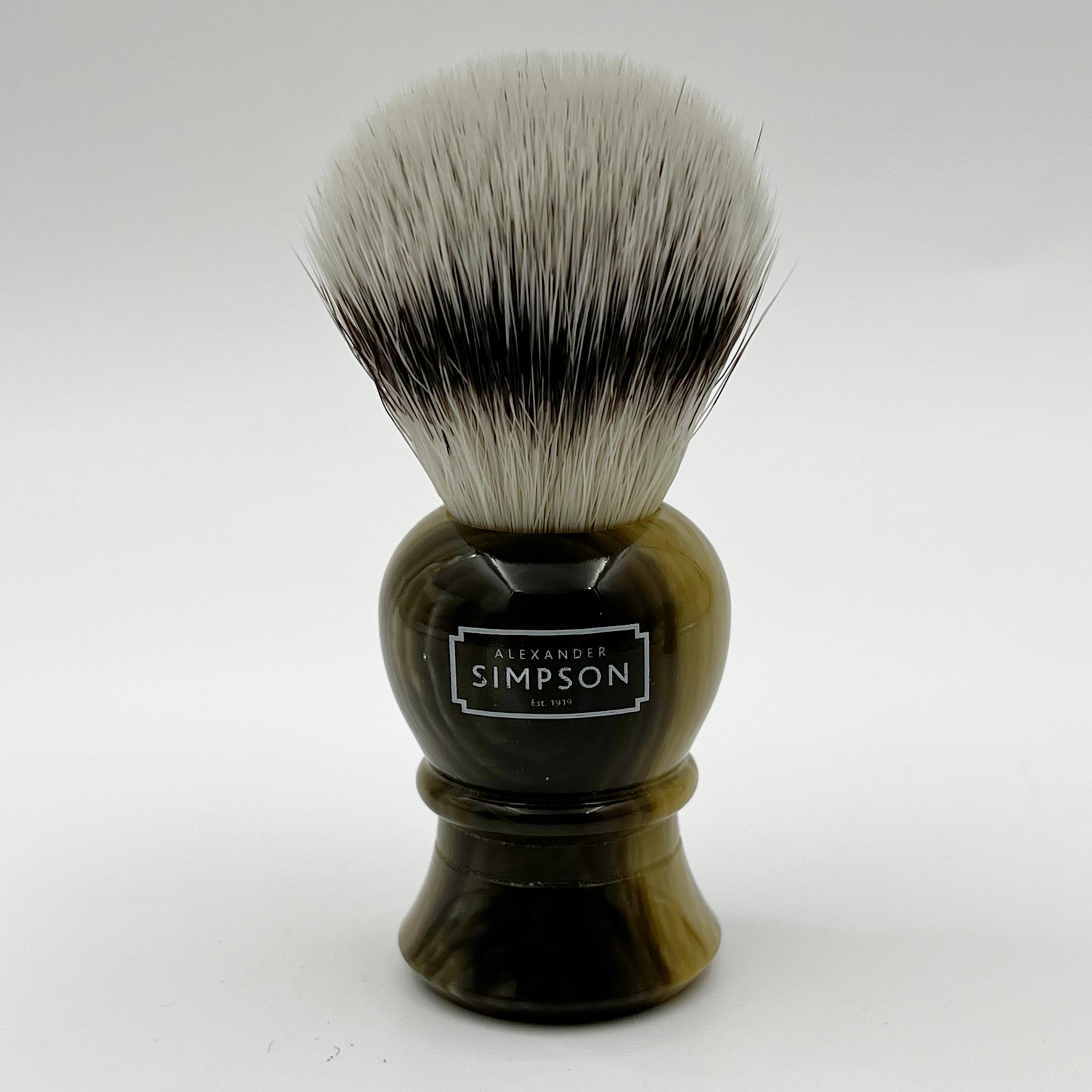 Simpson Islington - Platinum Synthetic - Faux Horn Shaving Brush