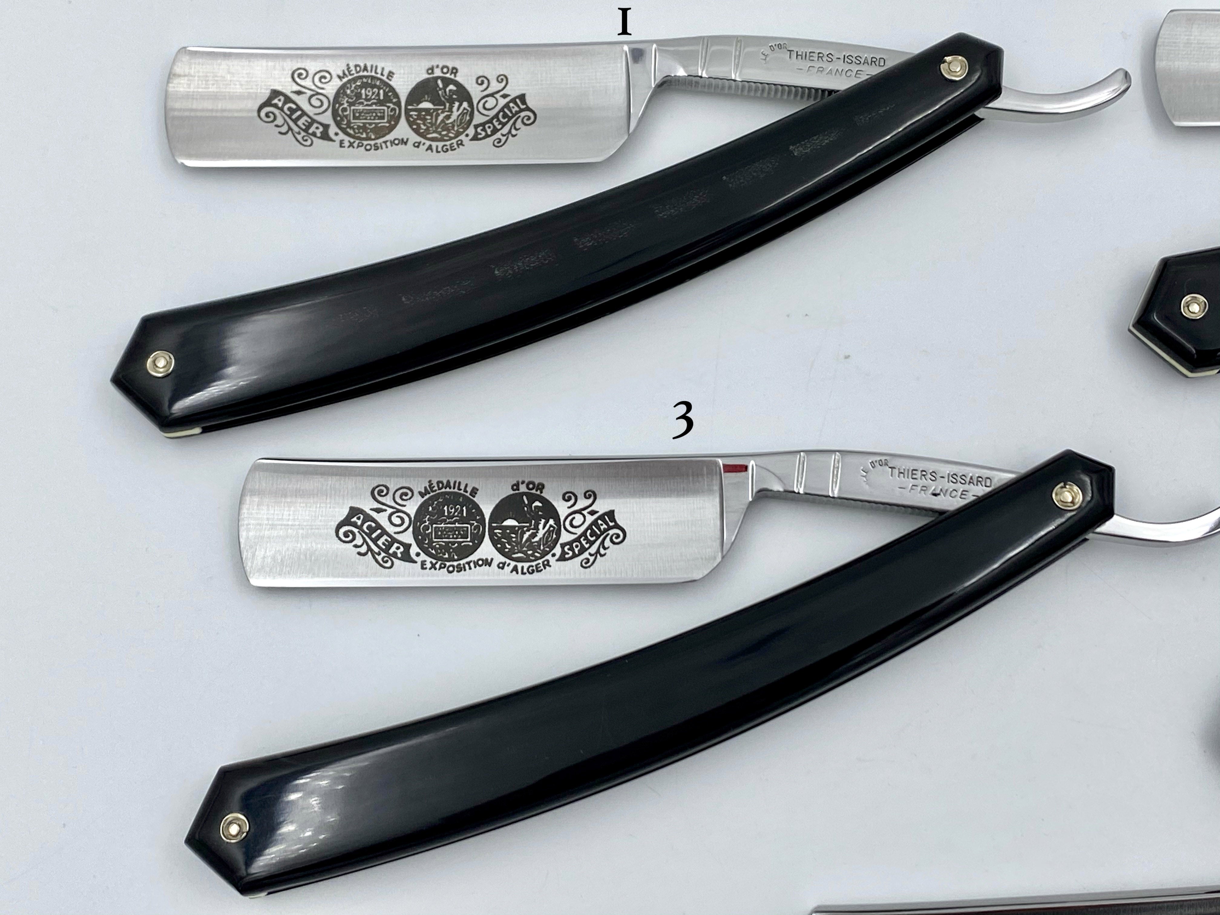 Thiers Issard 5/8 "Medaille d'or Alger" Etch - Black Horn Scales - Singing Straight Razor