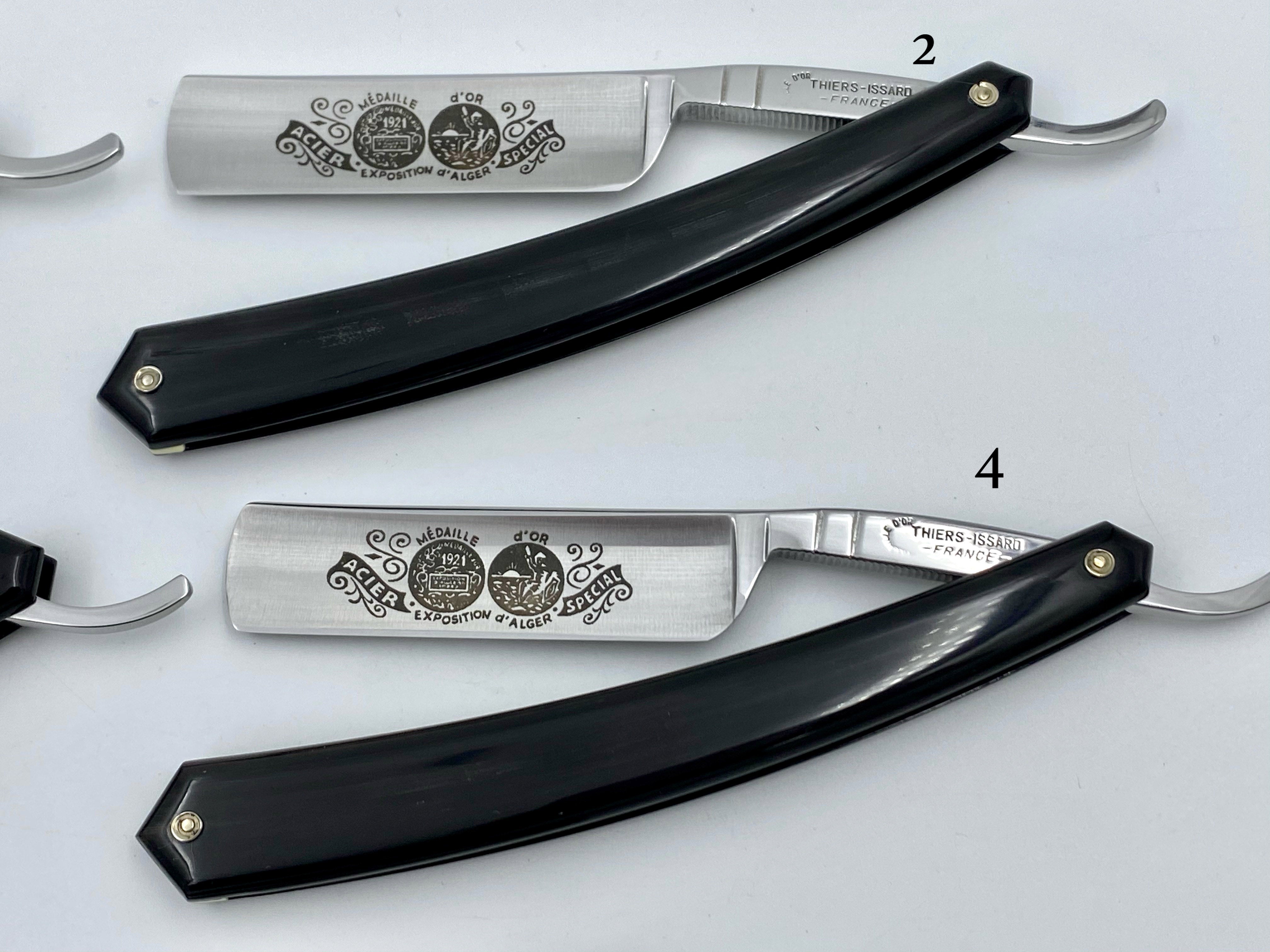 Thiers Issard 5/8 "Medaille d'or Alger" Etch - Black Horn Scales - Singing Straight Razor