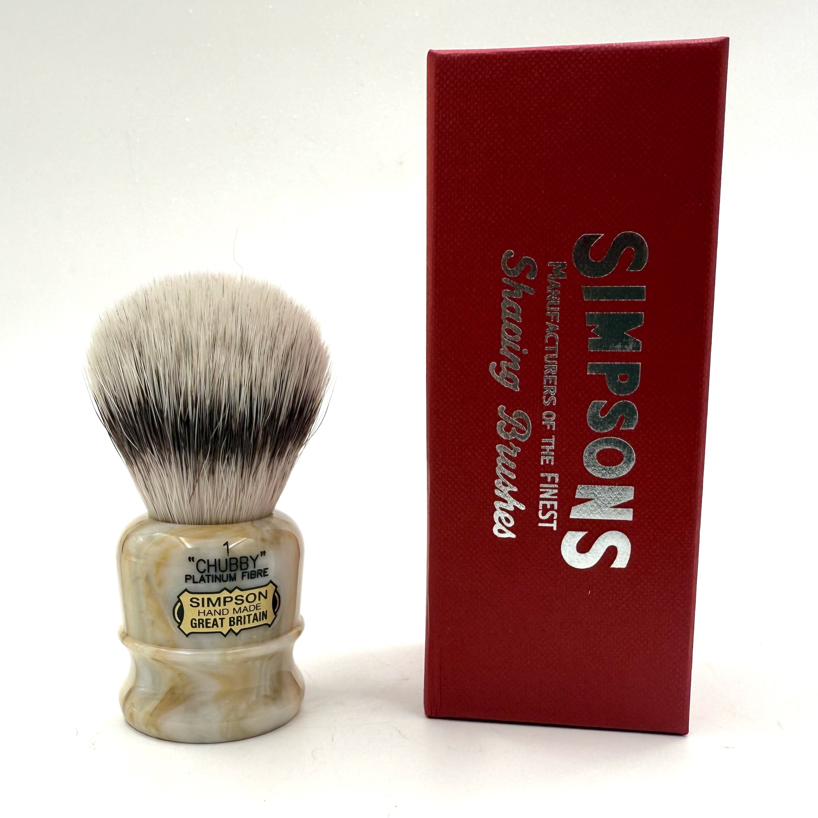Limited Edition Simpson Chubby CH1 Platinum Shaving Brush - Italian Marble