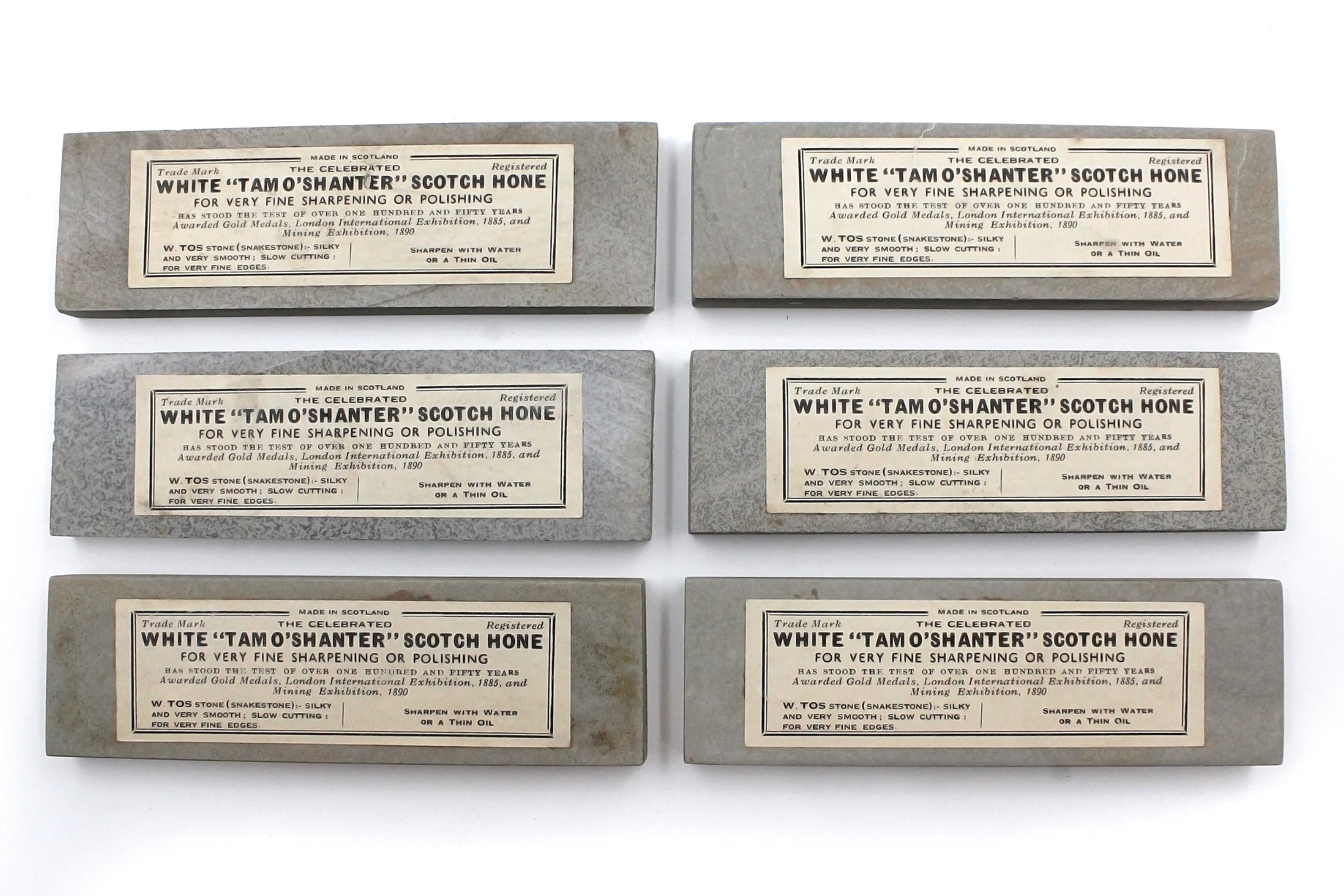White Tam O Shanter Old Stock Natural Scottish Sharpening & Honing Stone - 5” (125mm) x 1 7/8” (40mm) x 3/8" (10mm)