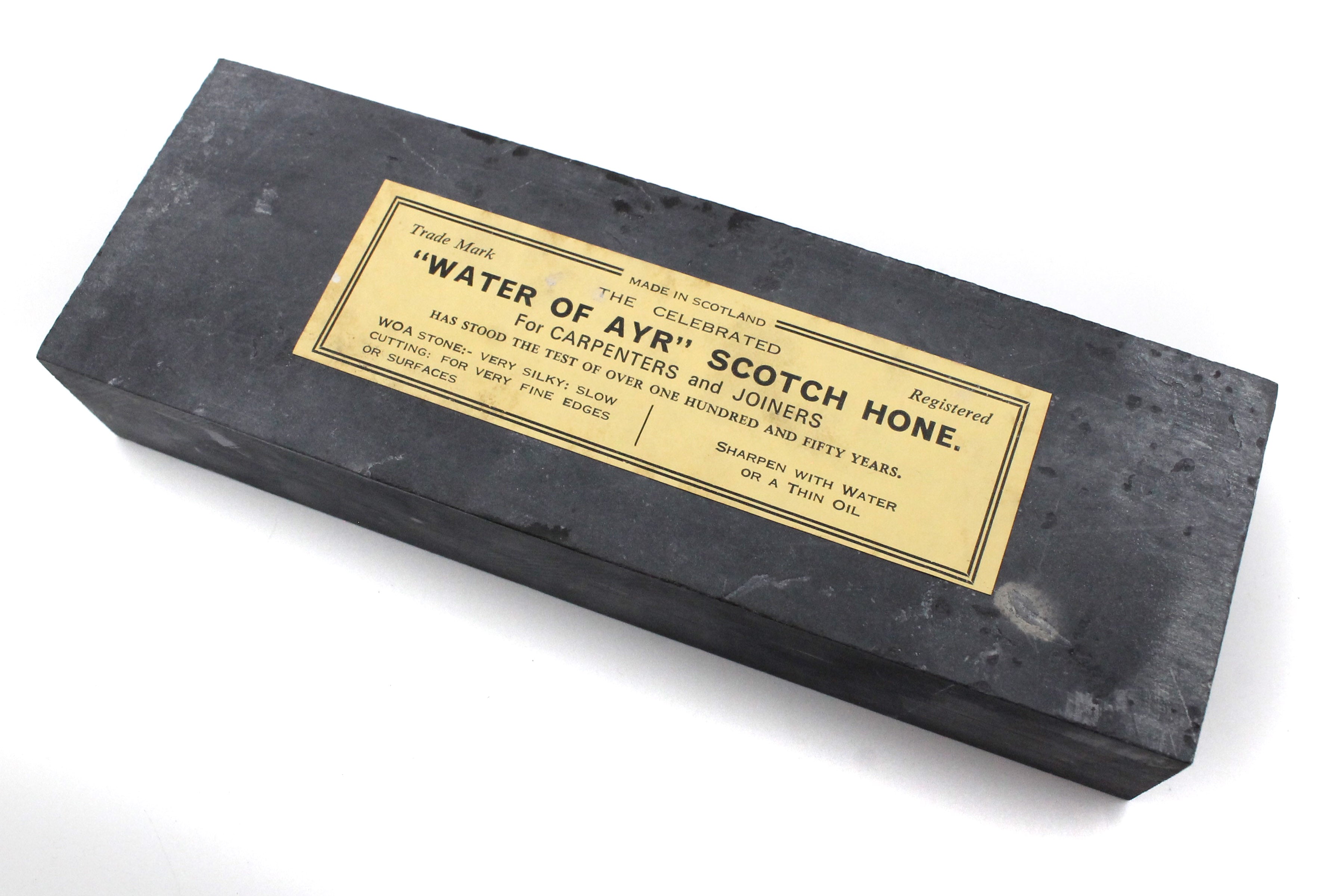 Water of Ayr Old Stock Natural Scottish Sharpening & Honing Stone - 6” (152mm) x 2” (51mm) x 1" (25mm)