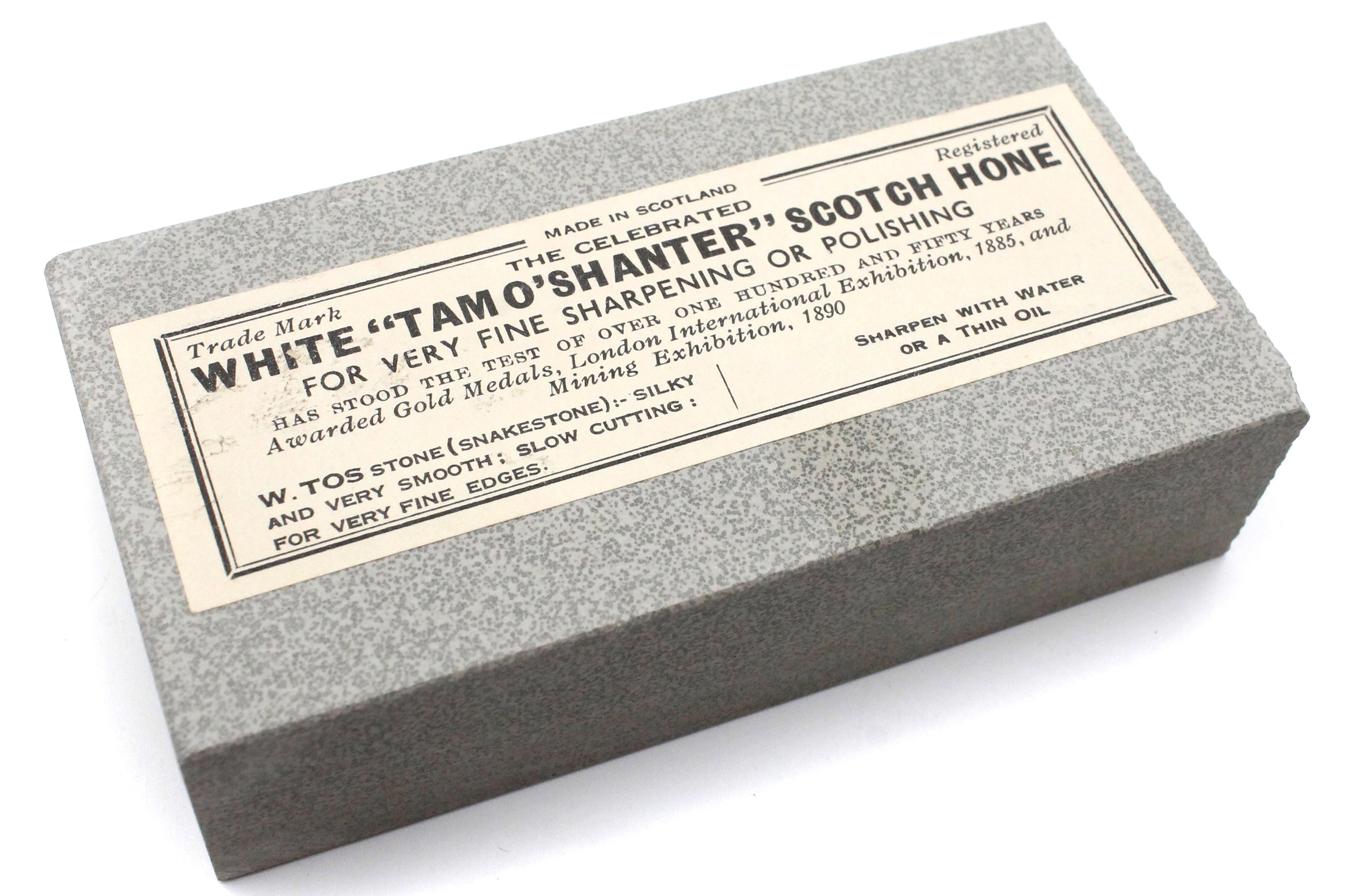 White Tam O Shanter Old Stock Natural Scottish Sharpening & Honing Stone - 4” (102mm) x 2” (51mm) x 1" (25mm)
