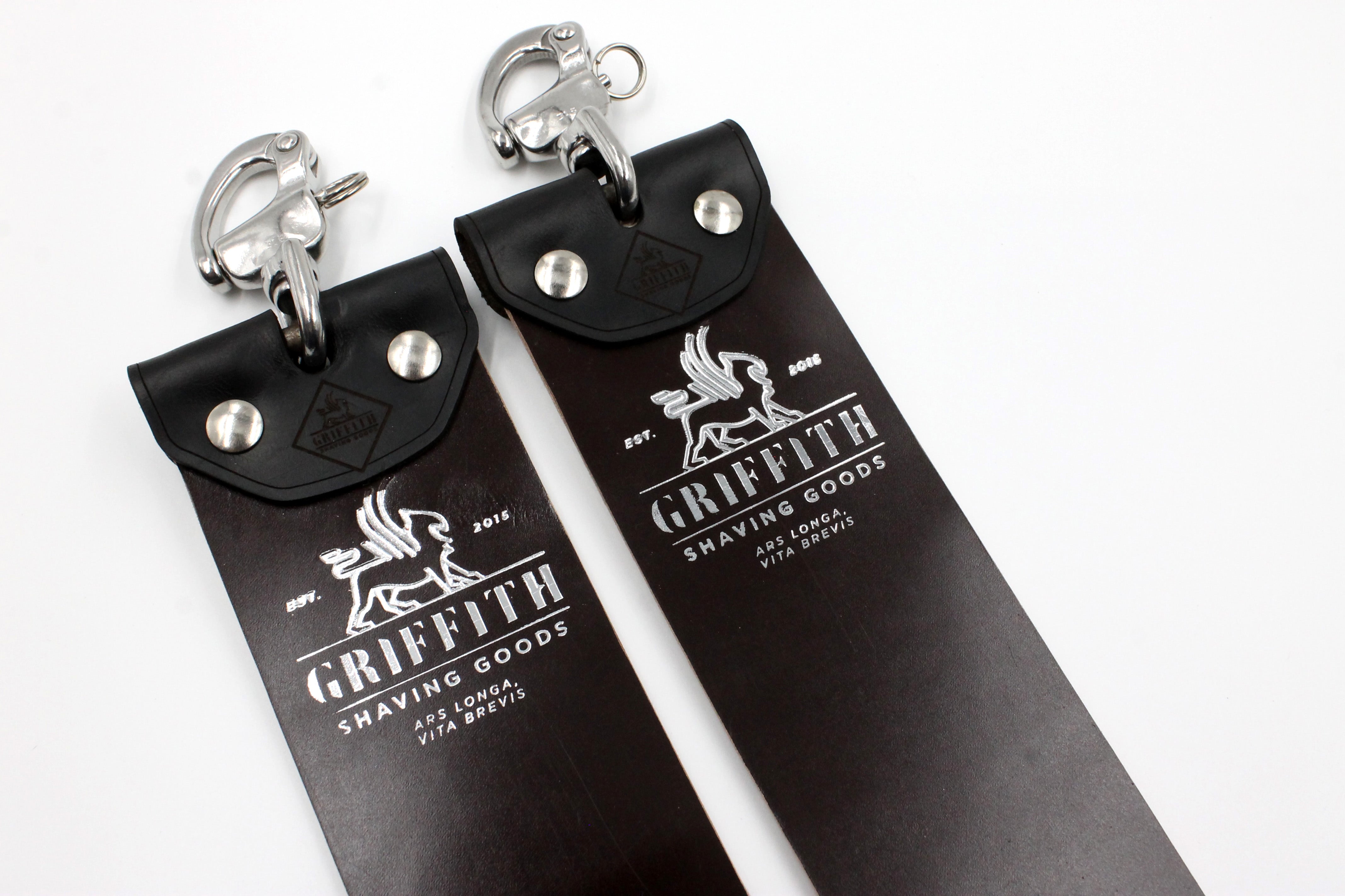 Griffith Shaving Goods British Shell Cordovan - 2 1/2 Inch Wide Barber Style Razor Strop - CHOOSE YOUR STROP