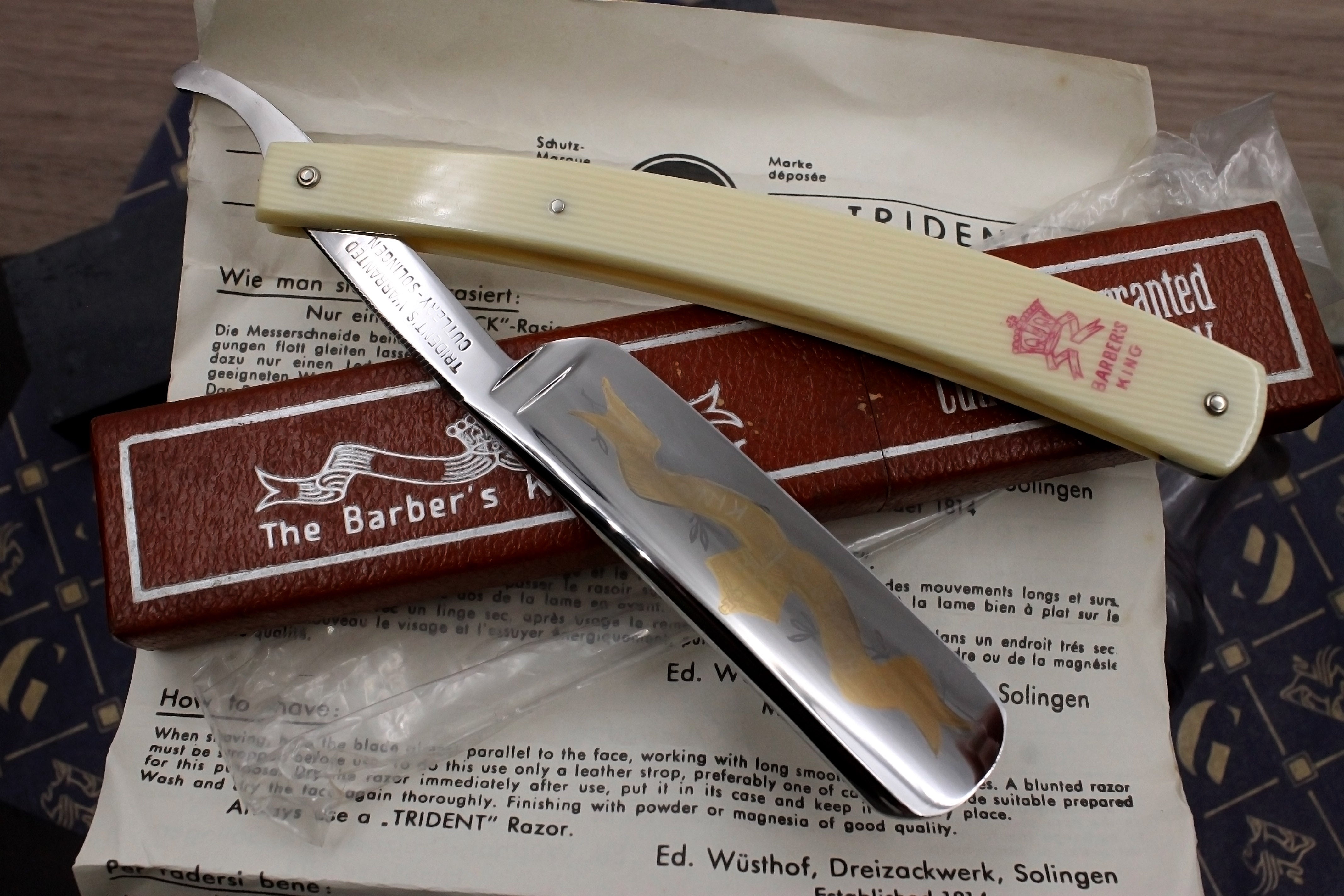 Ed Wusthoff Barber's King - Like New NOS? 13/16 Full Hollow Blade - Vintage Solingen Straight Razor - Shave Ready