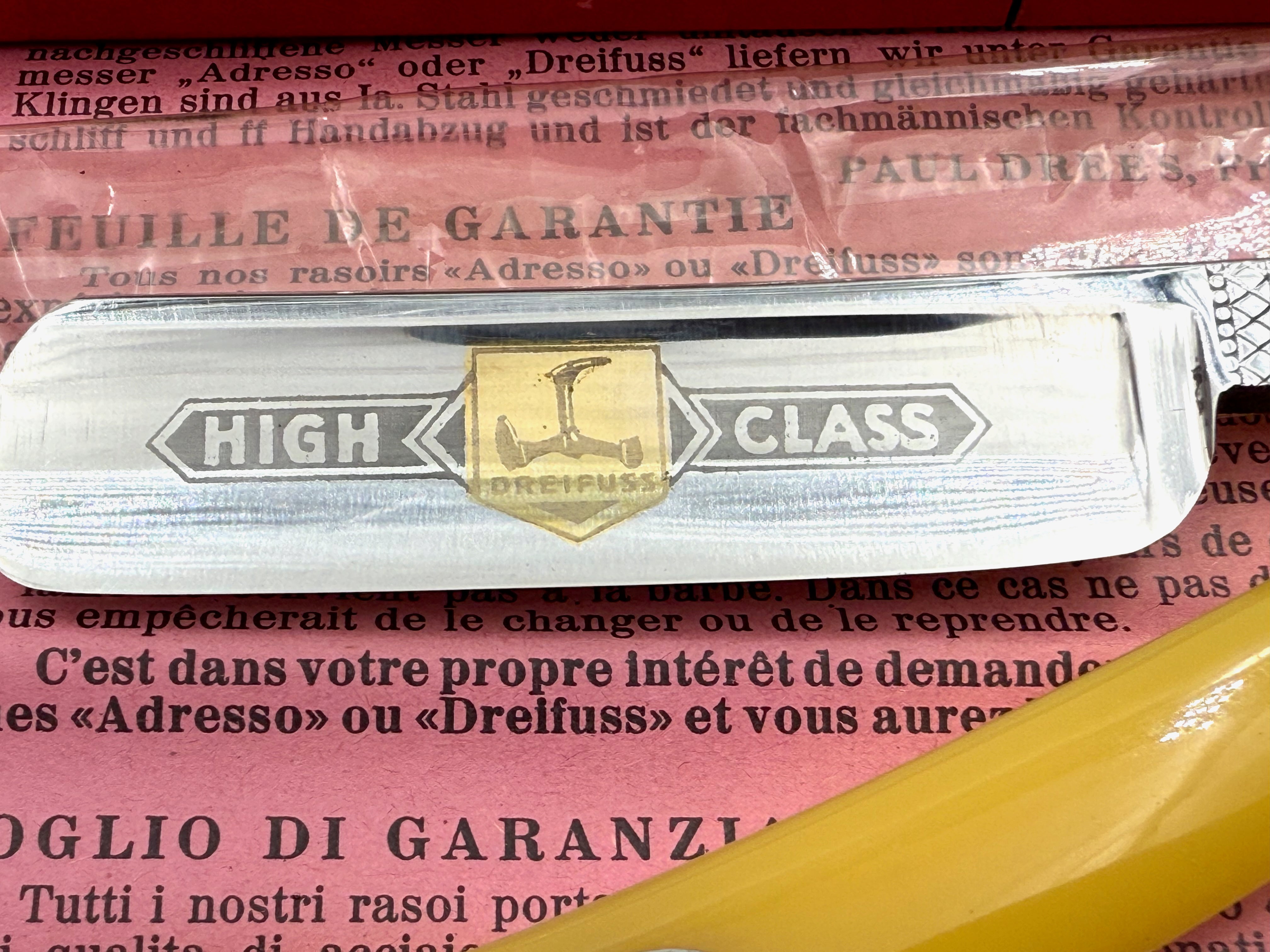 Paul Drees "Dreifuss" no. 1919 - RARE NOS 6/8-13/16 Full Hollow Vintage Solingen Straight Razors