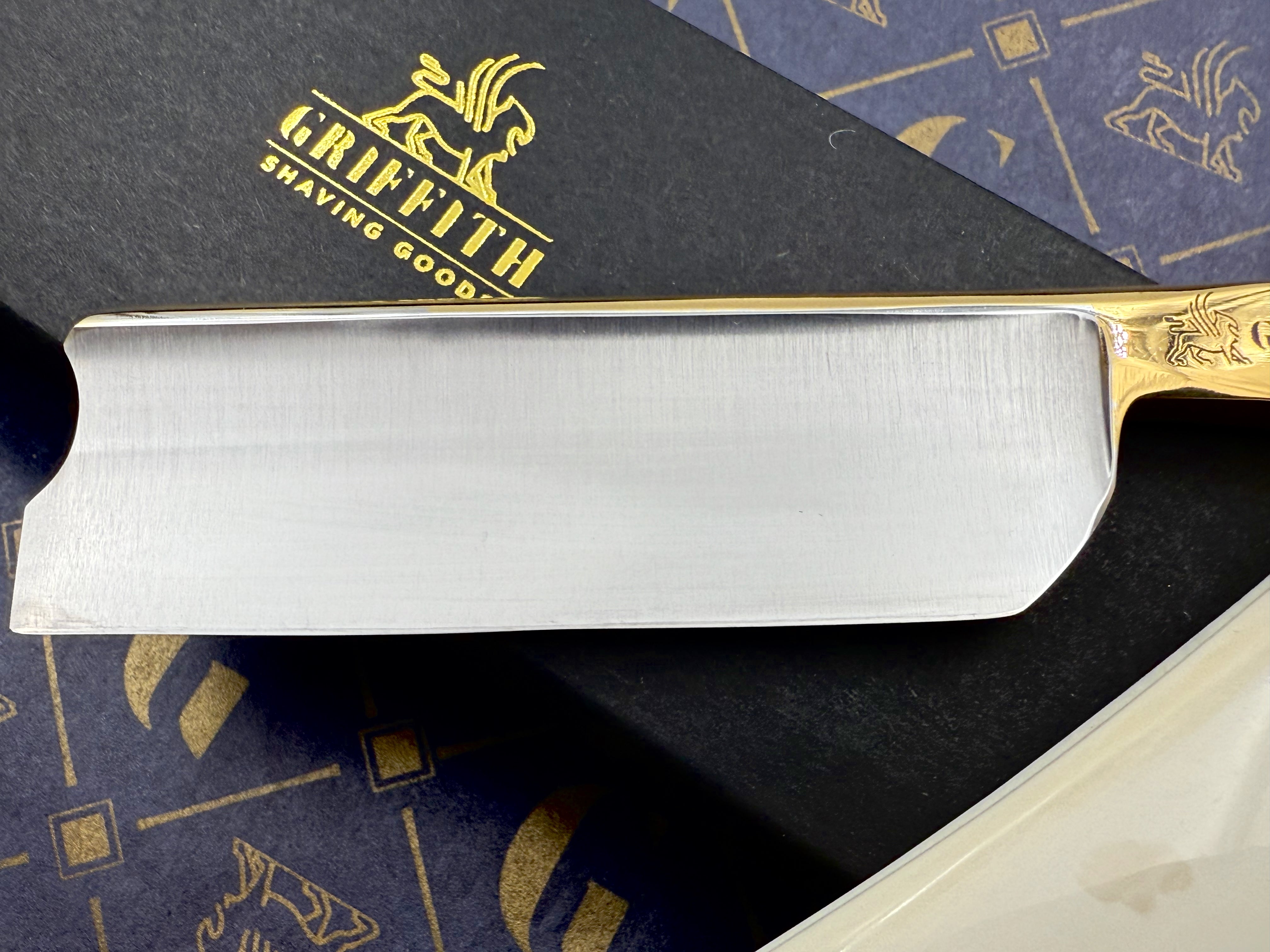 Griffith 8/8 Stainless Steel Full Hollow Blade - Mammoth Ivory Scales Artisan Straight Razor
