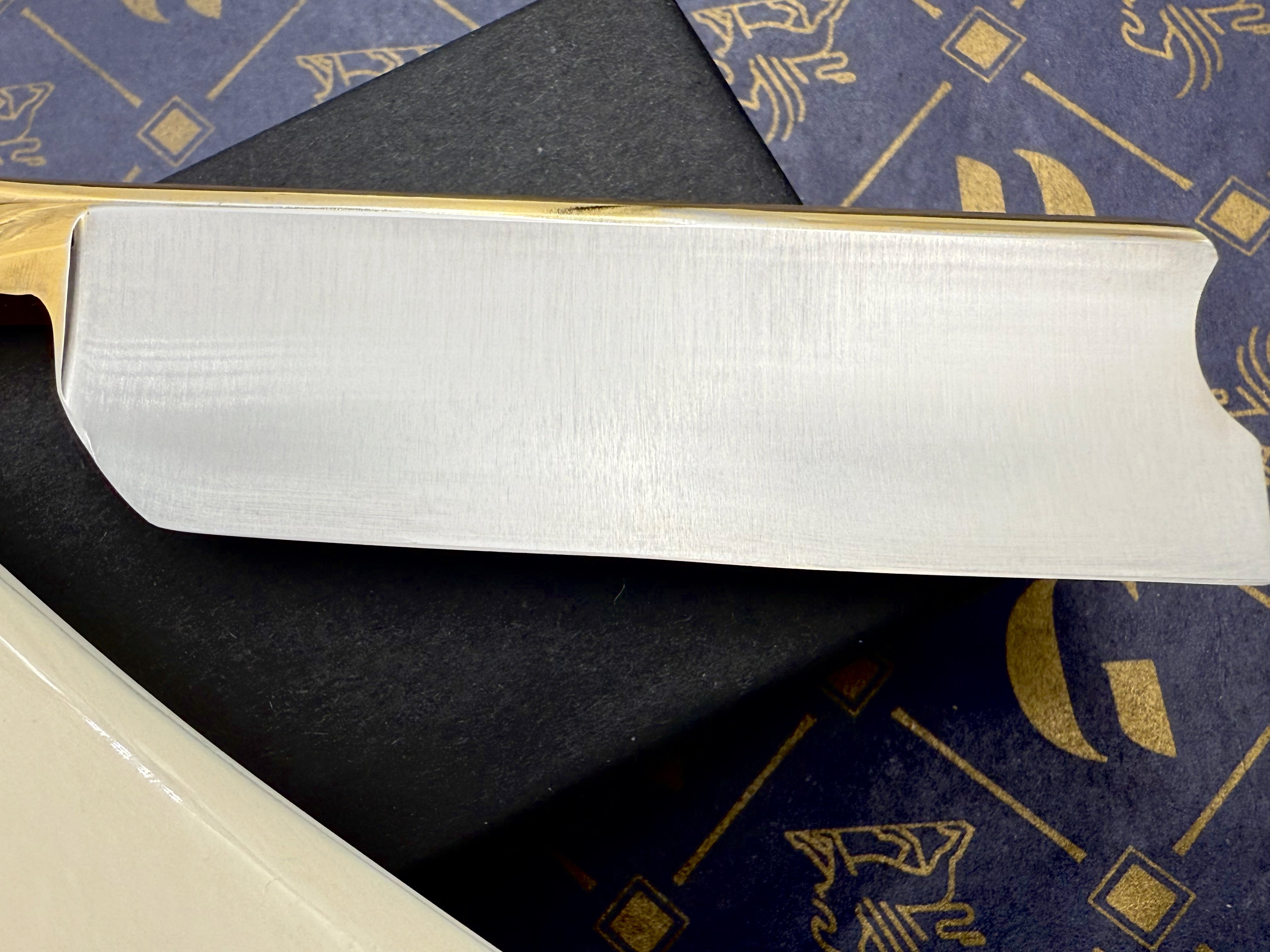 Griffith 8/8 Stainless Steel Full Hollow Blade - Mammoth Ivory Scales Artisan Straight Razor