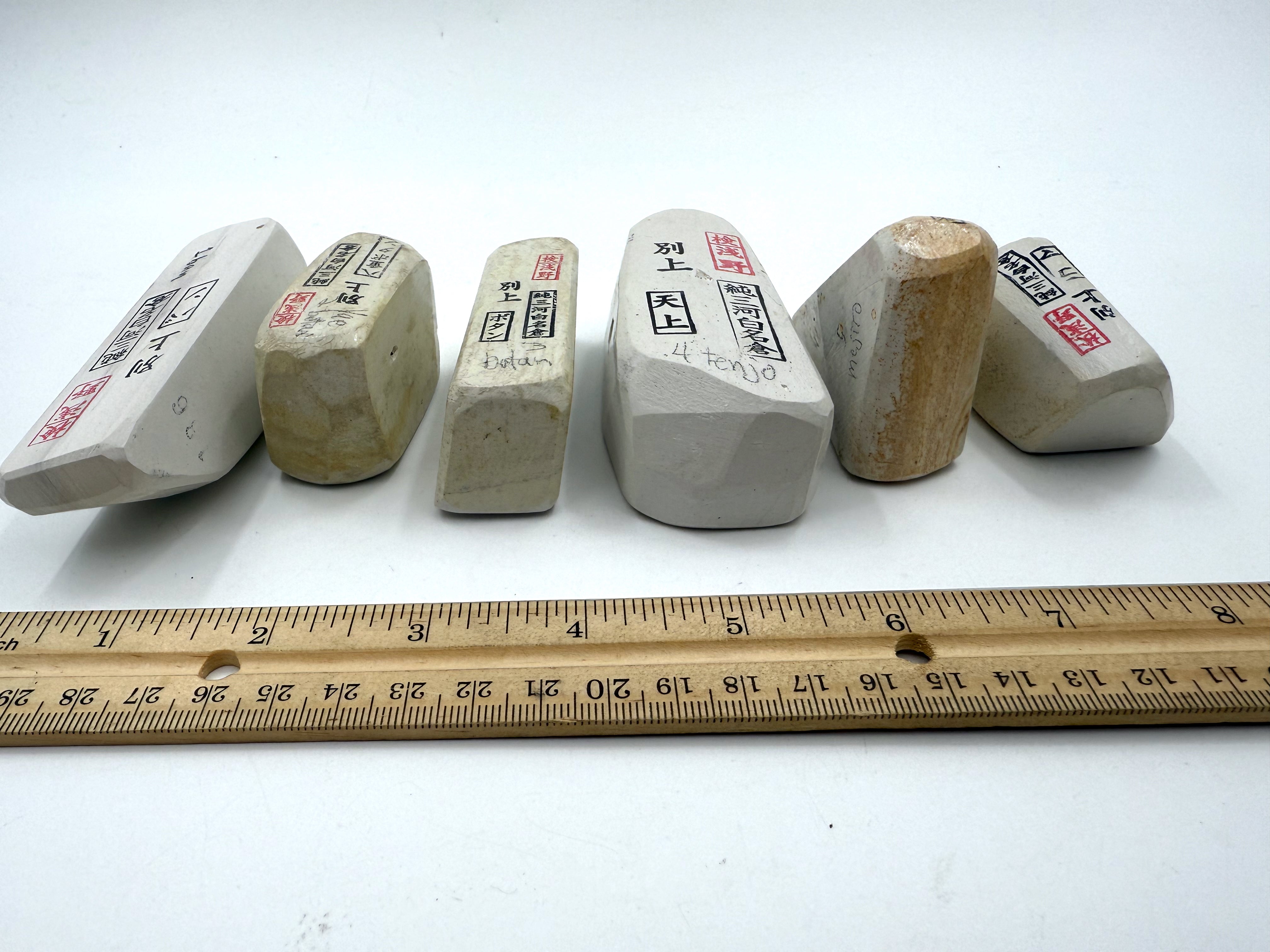 Mikawa Shiro Nagura 6 Piece Set - Asano Stamped Japanese Natural Stones