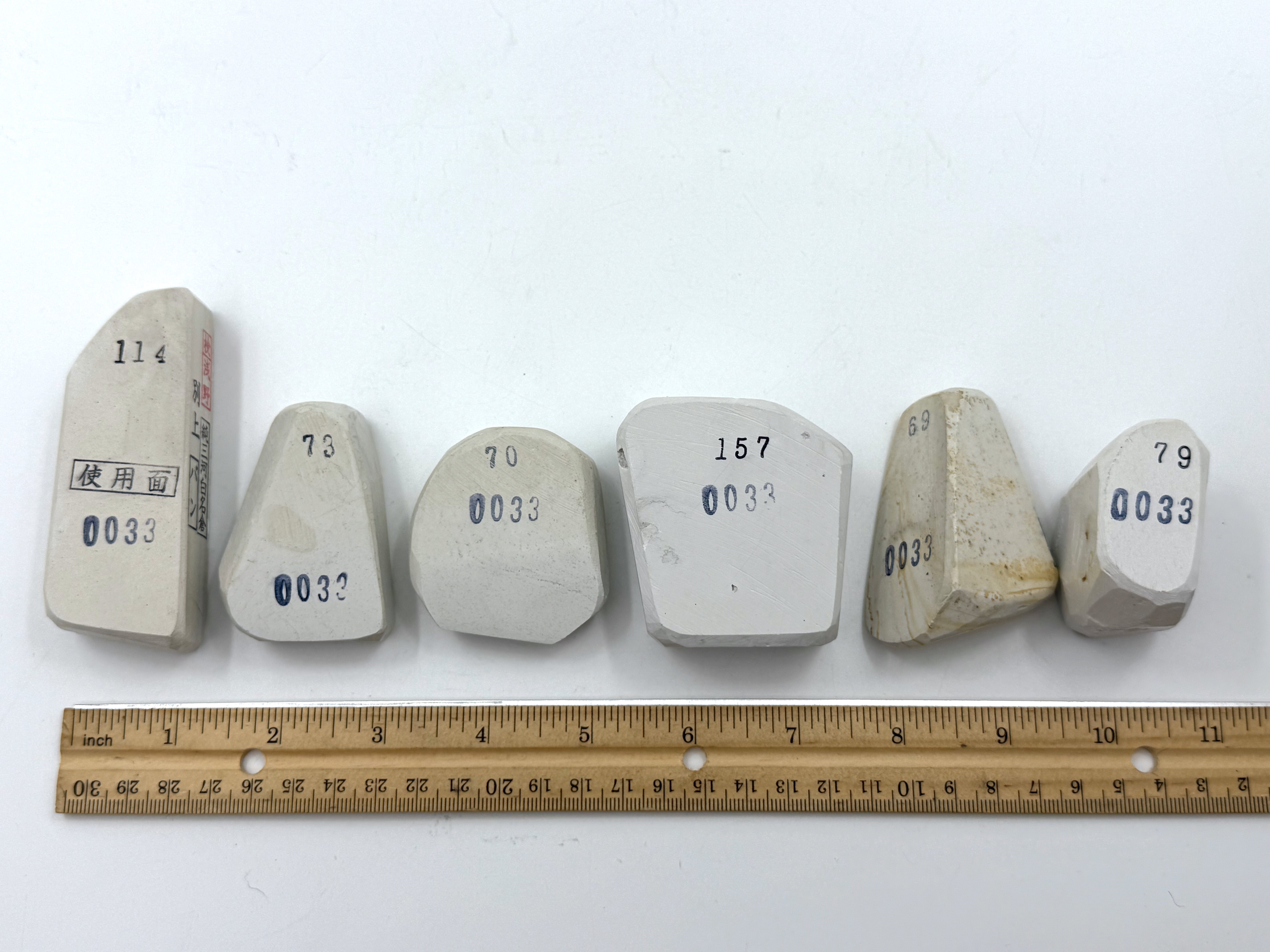 Mikawa Shiro Nagura 6 Piece Set - Asano Stamped Japanese Natural Stones