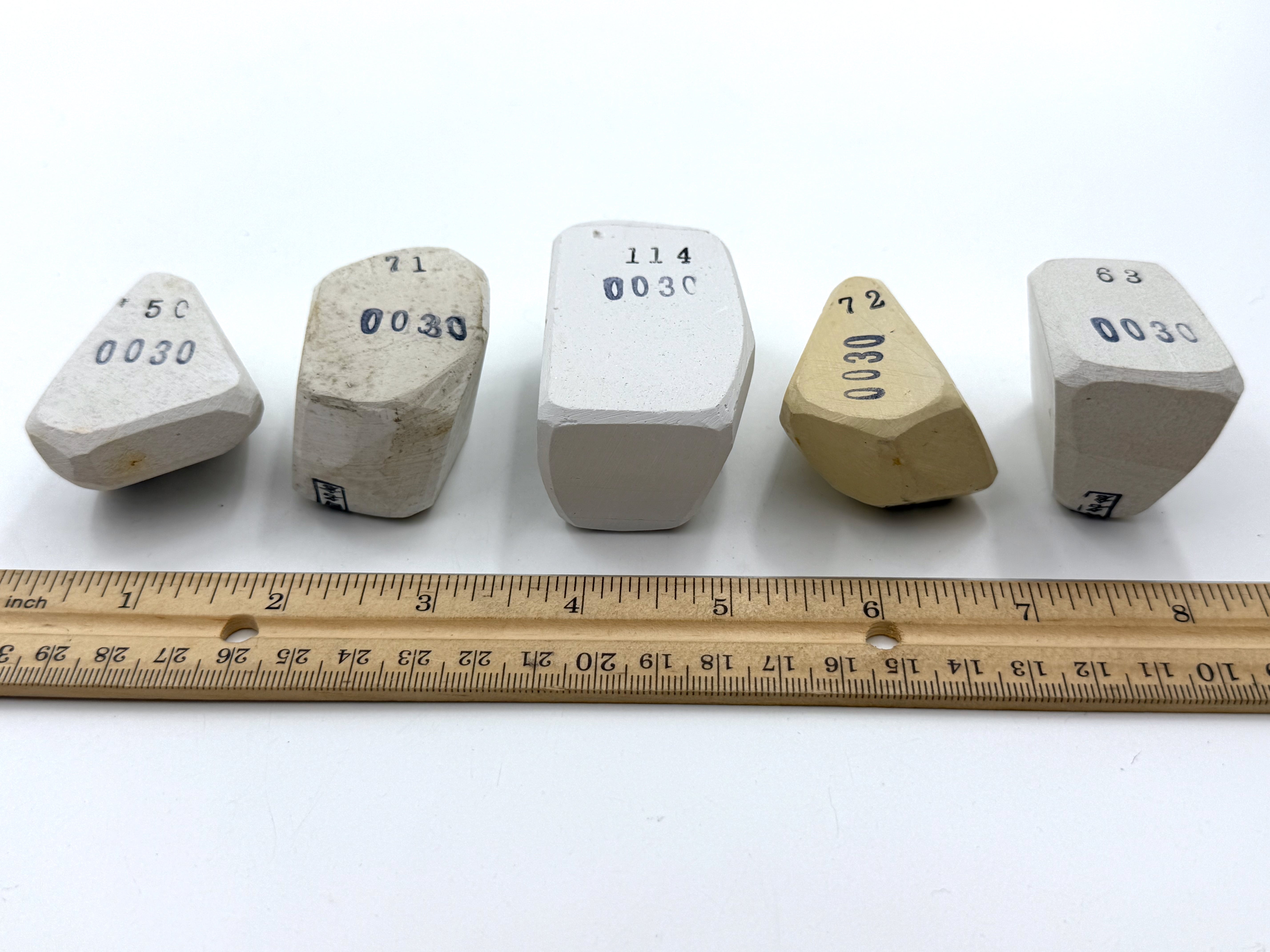 Mikawa Shiro Nagura 5 Piece Set - Asano Stamped Japanese Natural Stones