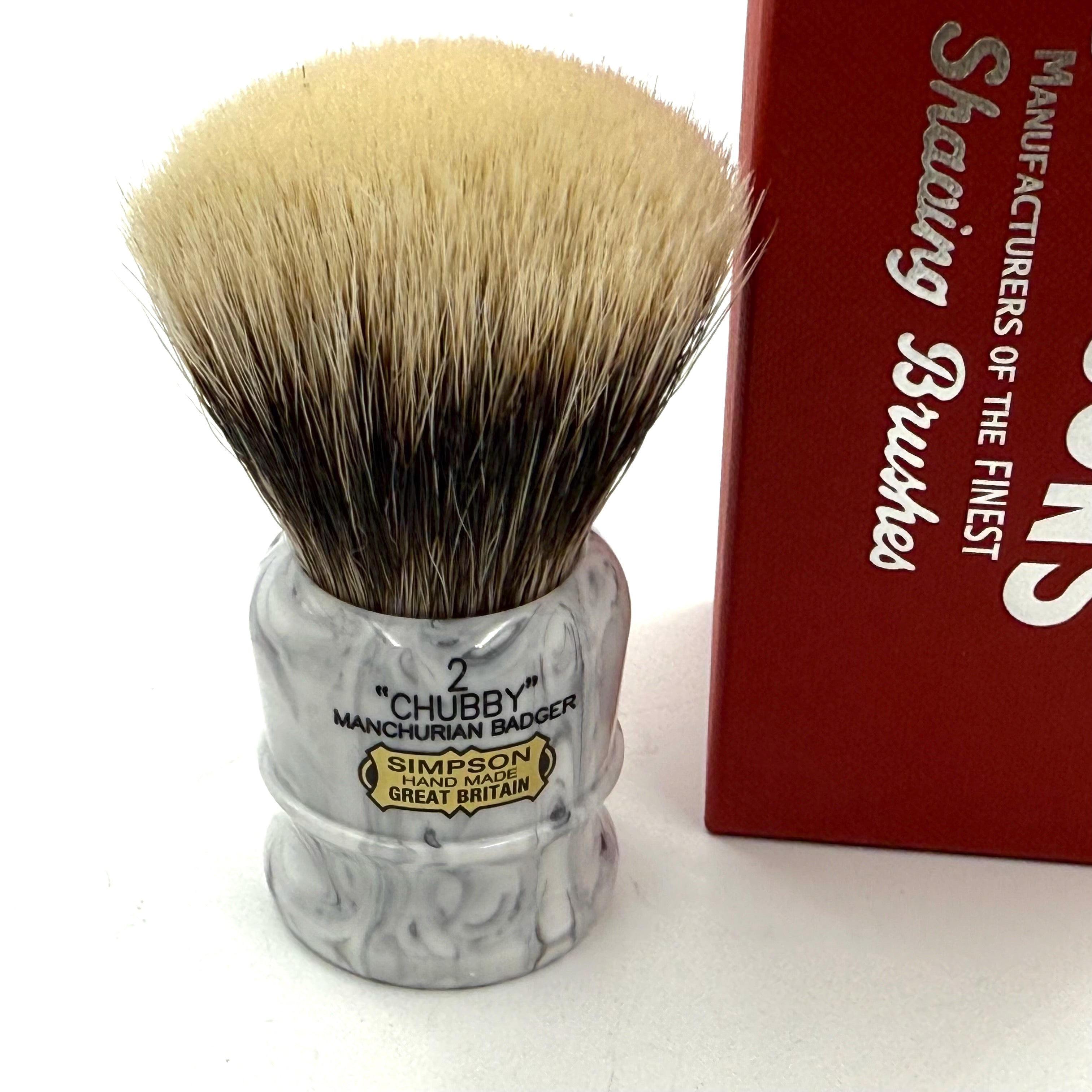 Limited Edition Simpson Chubby CH2 Manchurian Badger Shaving Brush - Gray Italian Marble