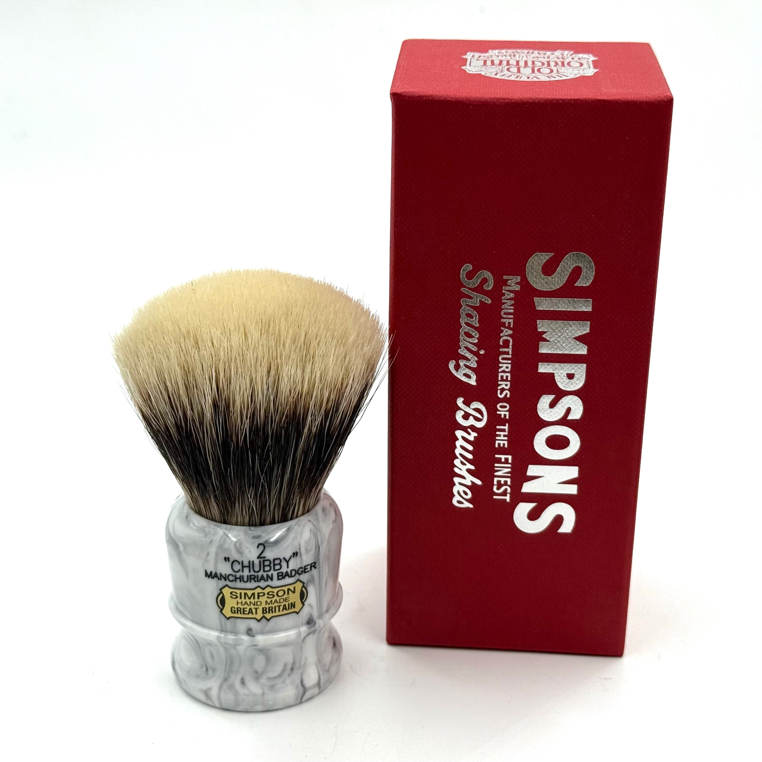 Limited Edition Simpson Chubby CH2 Manchurian Badger Shaving Brush - Gray Italian Marble