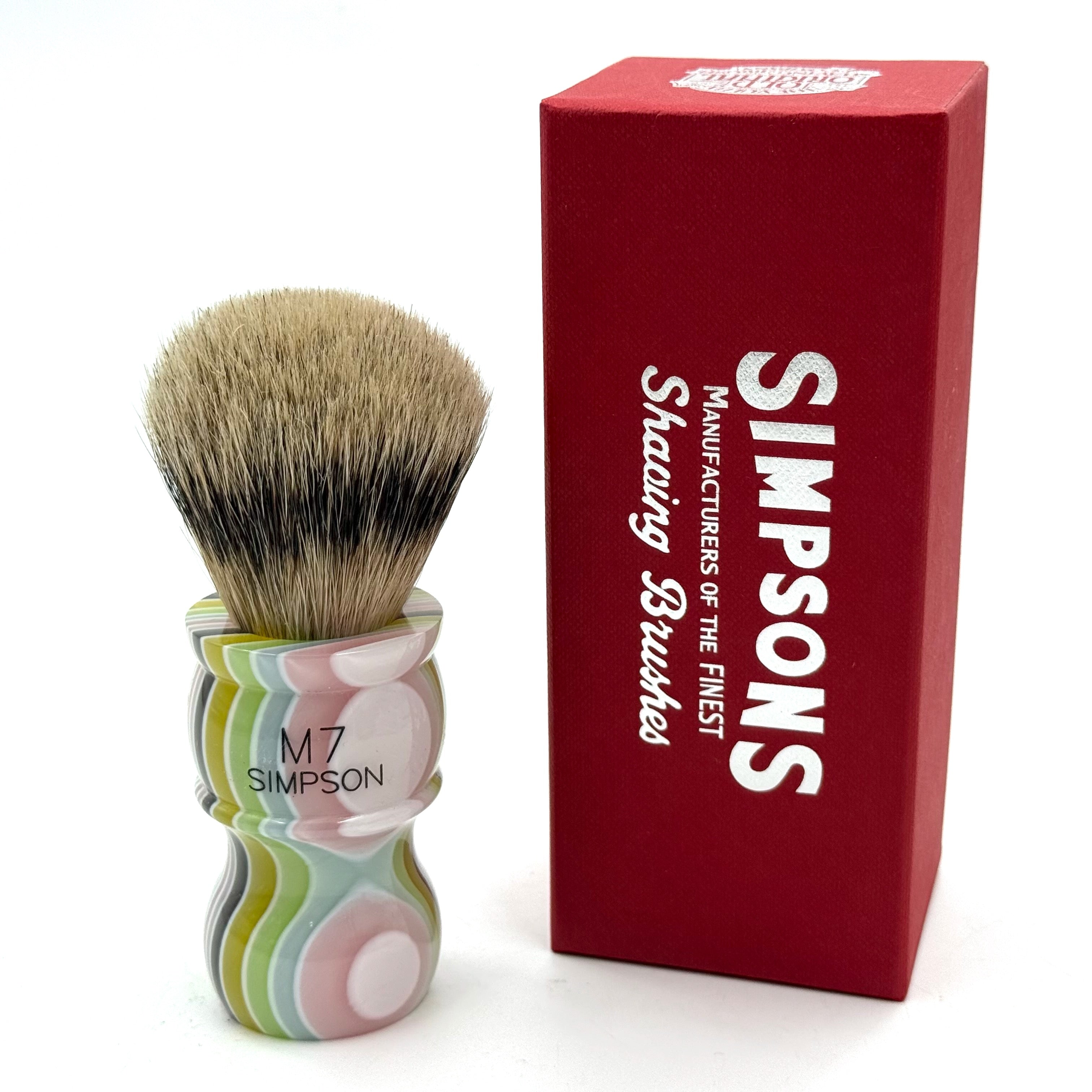 Limited Edition Simpsons M7 Best Badger Shaving Brush - Candy Stripe