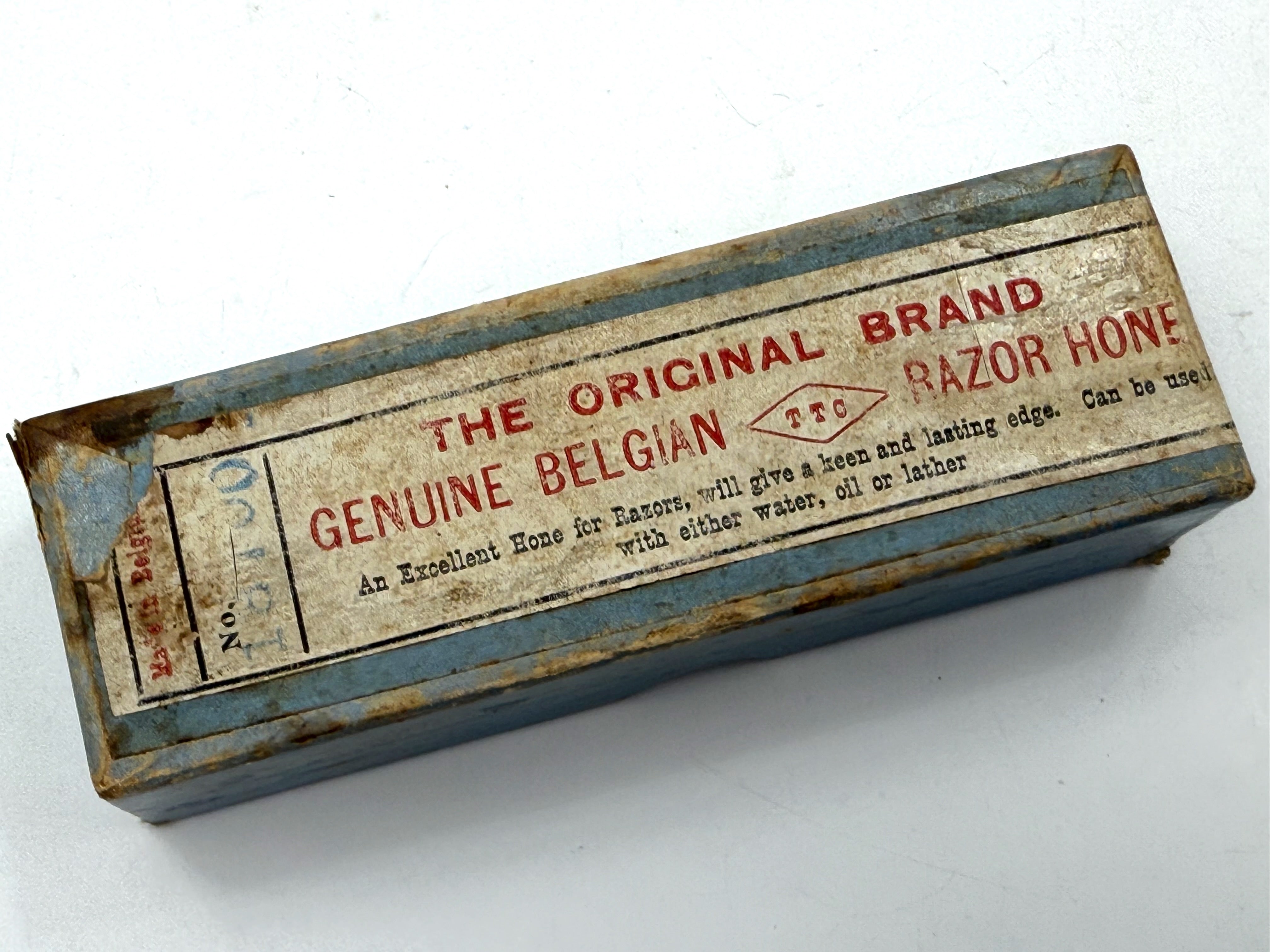 Coticule belge - Coffret d'affûtage pour rasoir - Combinaison vintage - 178 mm x 38 mm (7" x 1,5") - Affûtage