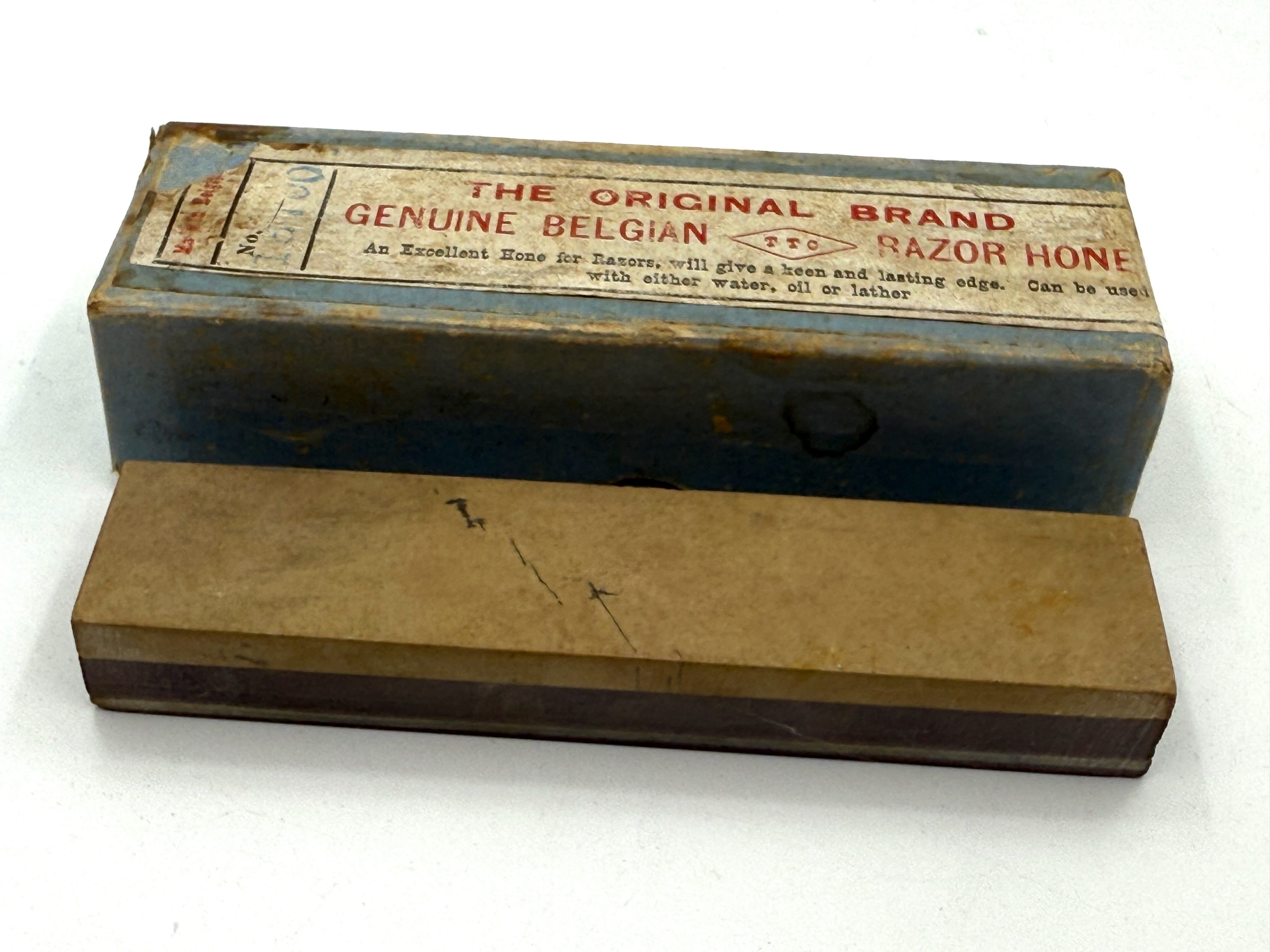 Coticule belge - Coffret d'affûtage pour rasoir - Combinaison vintage - 178 mm x 38 mm (7" x 1,5") - Affûtage