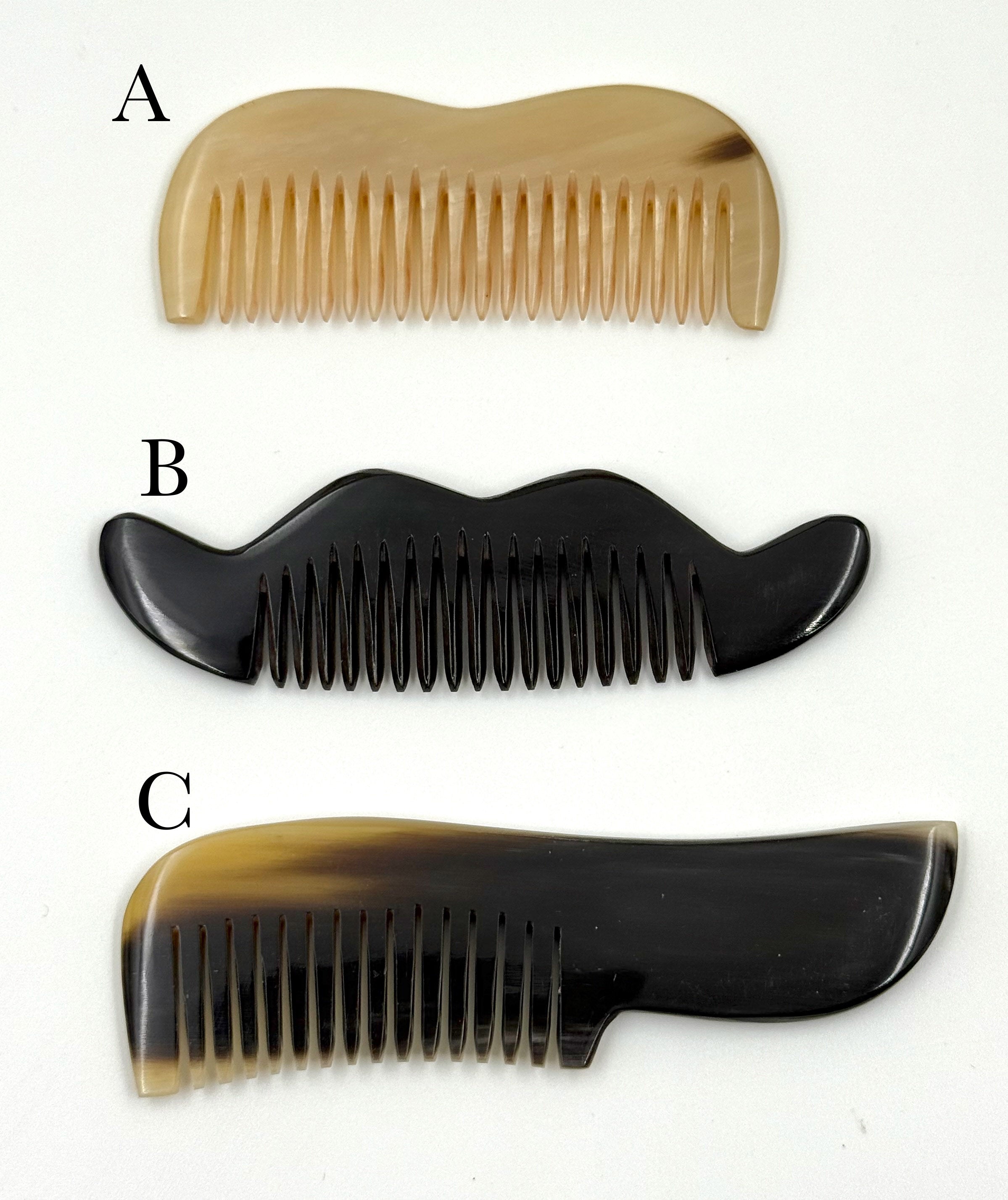 Traditional Genuine Ox Horn Mustache & Beard Combs