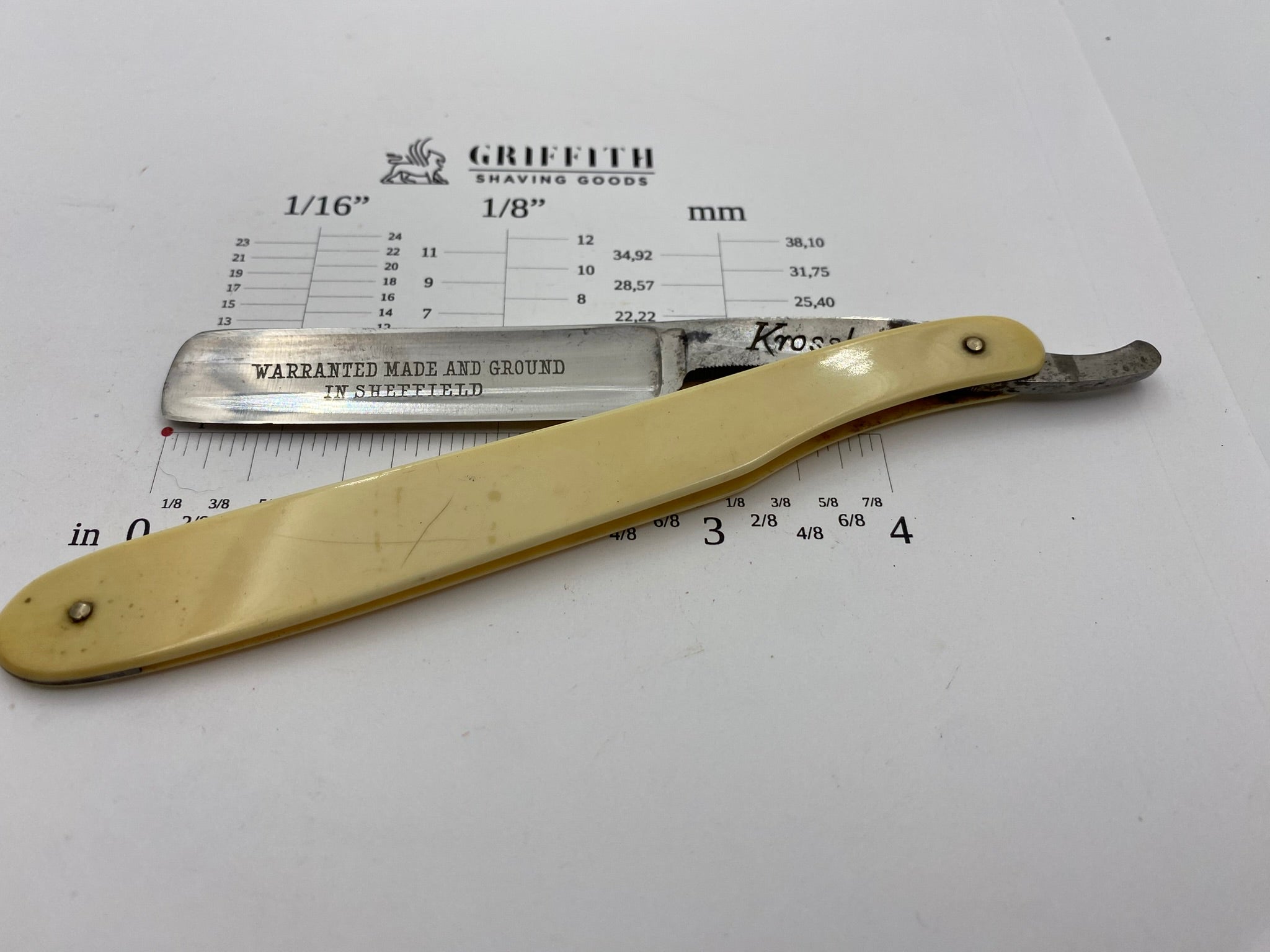 Vintage Nowill Krosskeys Ivory Scales Sheffield Razor for Restoration