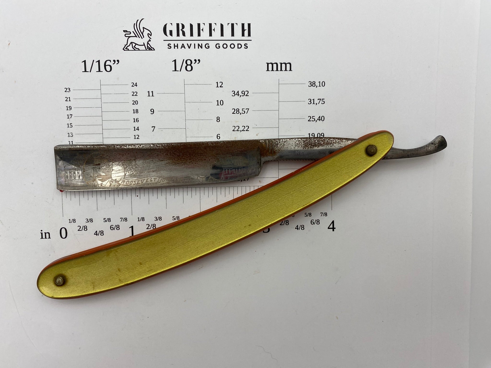 Vintage Roosevelt Johnson Etch Commemorative Razor for Restoration