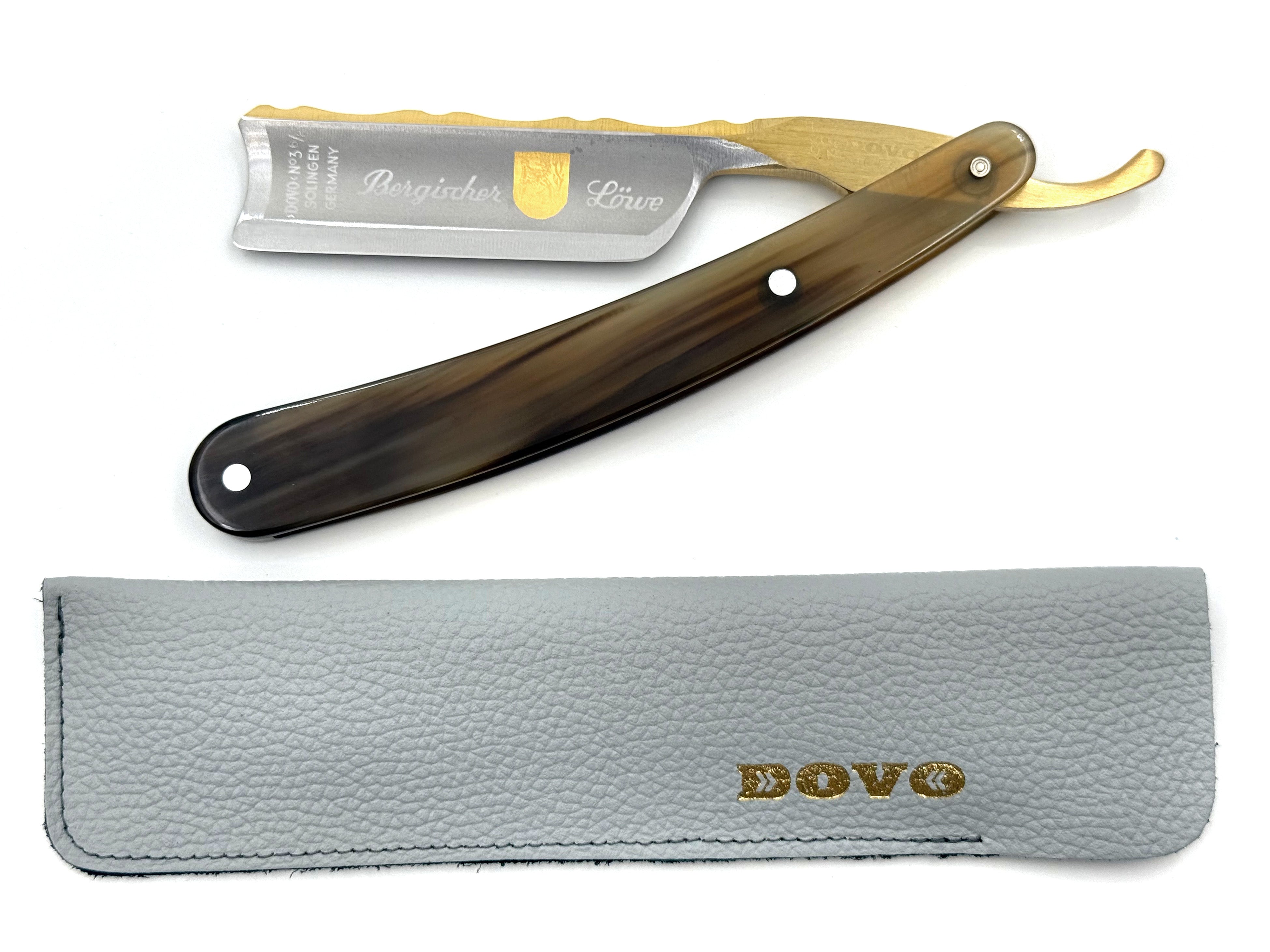 Dovo "Bergischer Lowe" Horn Handle 6/8 Full Hollow Solingen Straight Razor