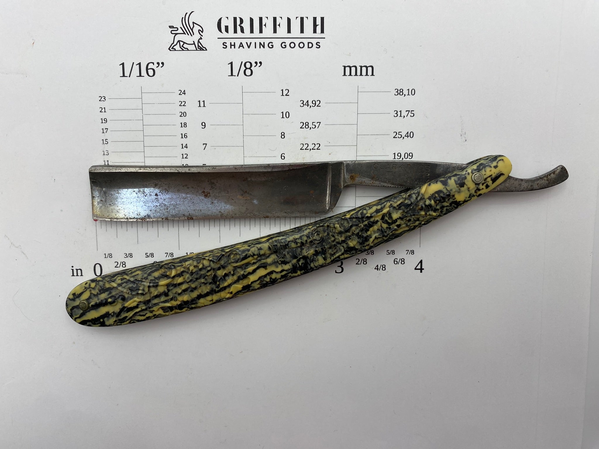 Vintage Clark Bros. Cutler Fancy Molded Scales Razor for Restoration