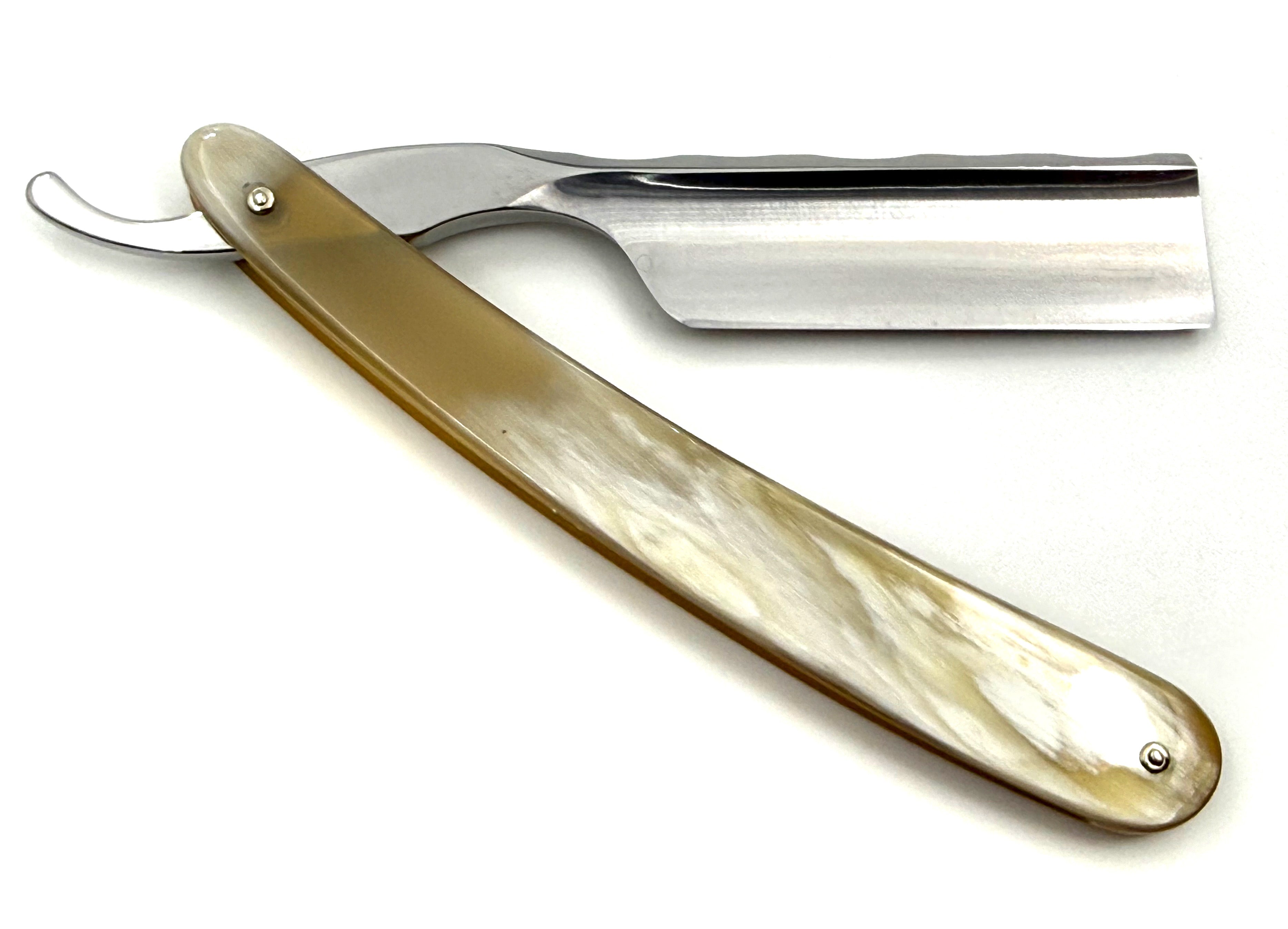 Ralf Aust 6/8 Blade with French Tip & Horn Scales Full Hollow Solingen Straight Razor
