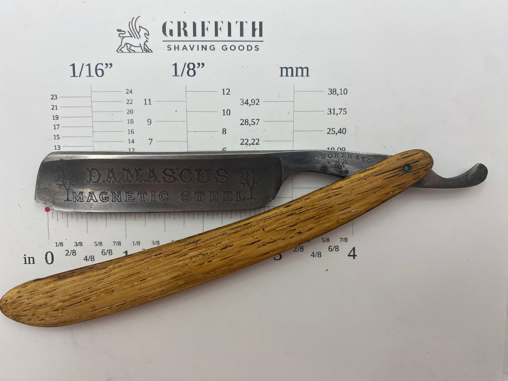 Vintage Boker Damascus Etched German Razor for Restoration