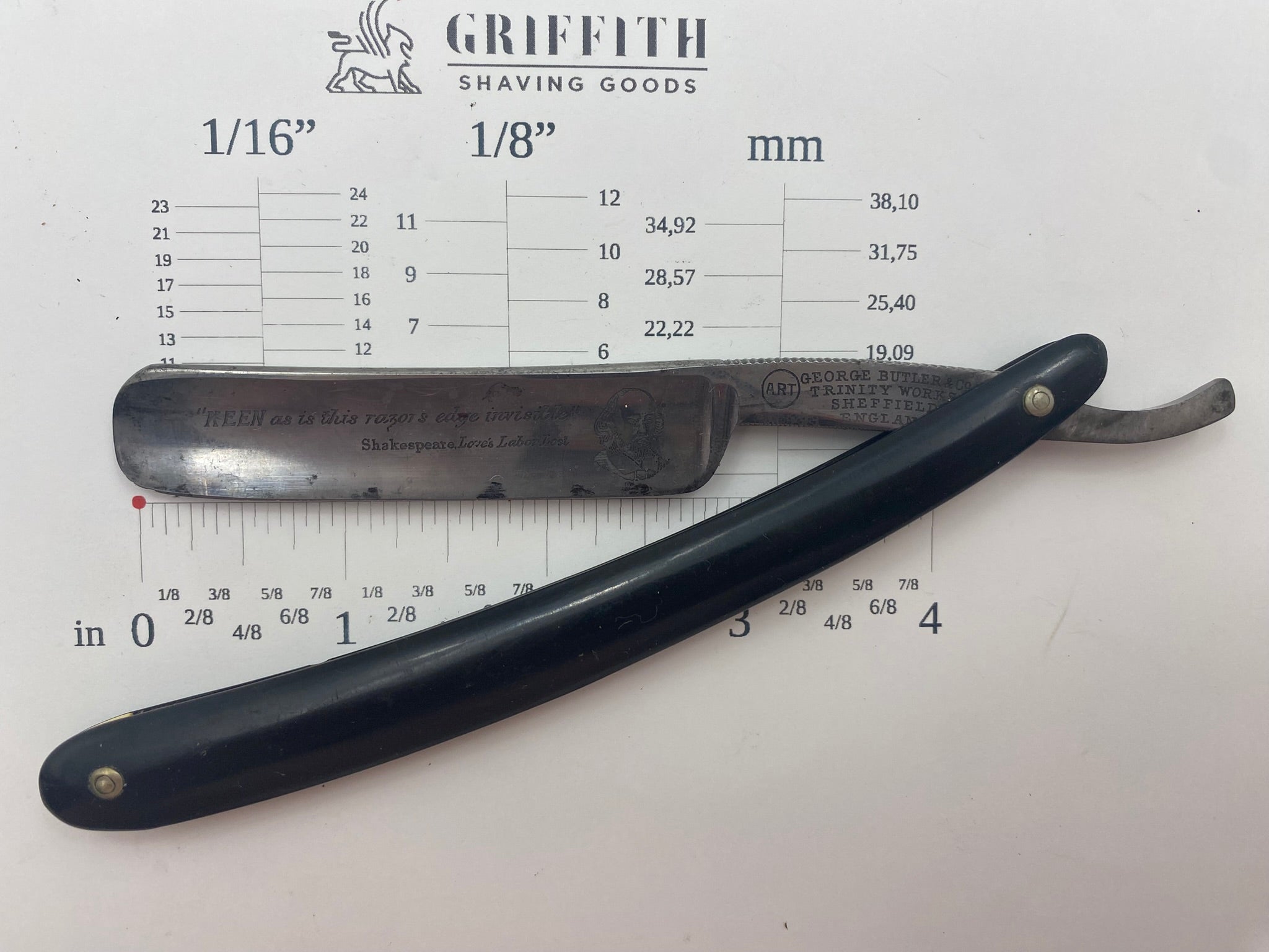 Vintage George Butler Shakespeare Etch Sheffield Razor for Restoration