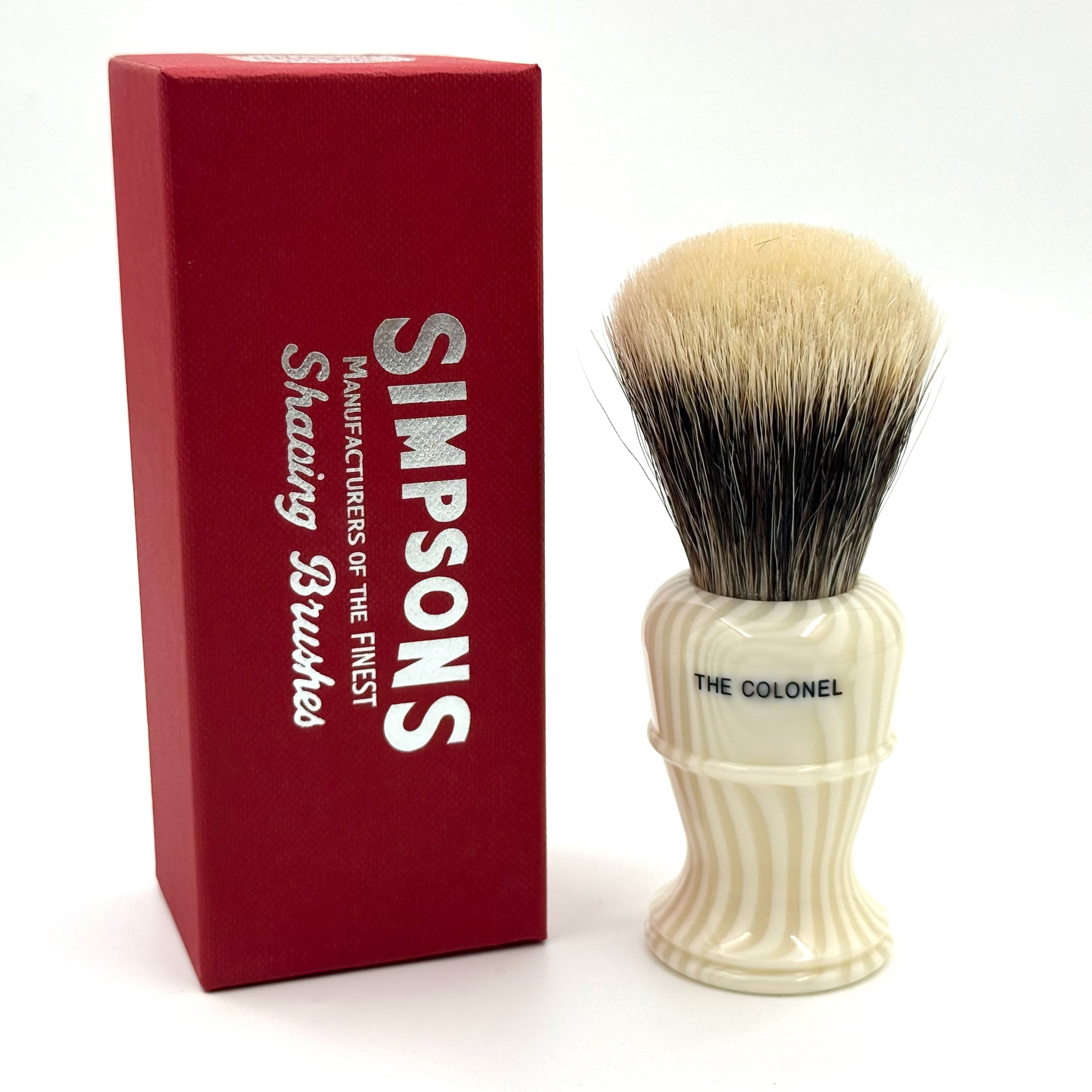 Limited Edition Simpsons Colonel X2L Manchurian Badger Shaving Brush - Ivory Stripe