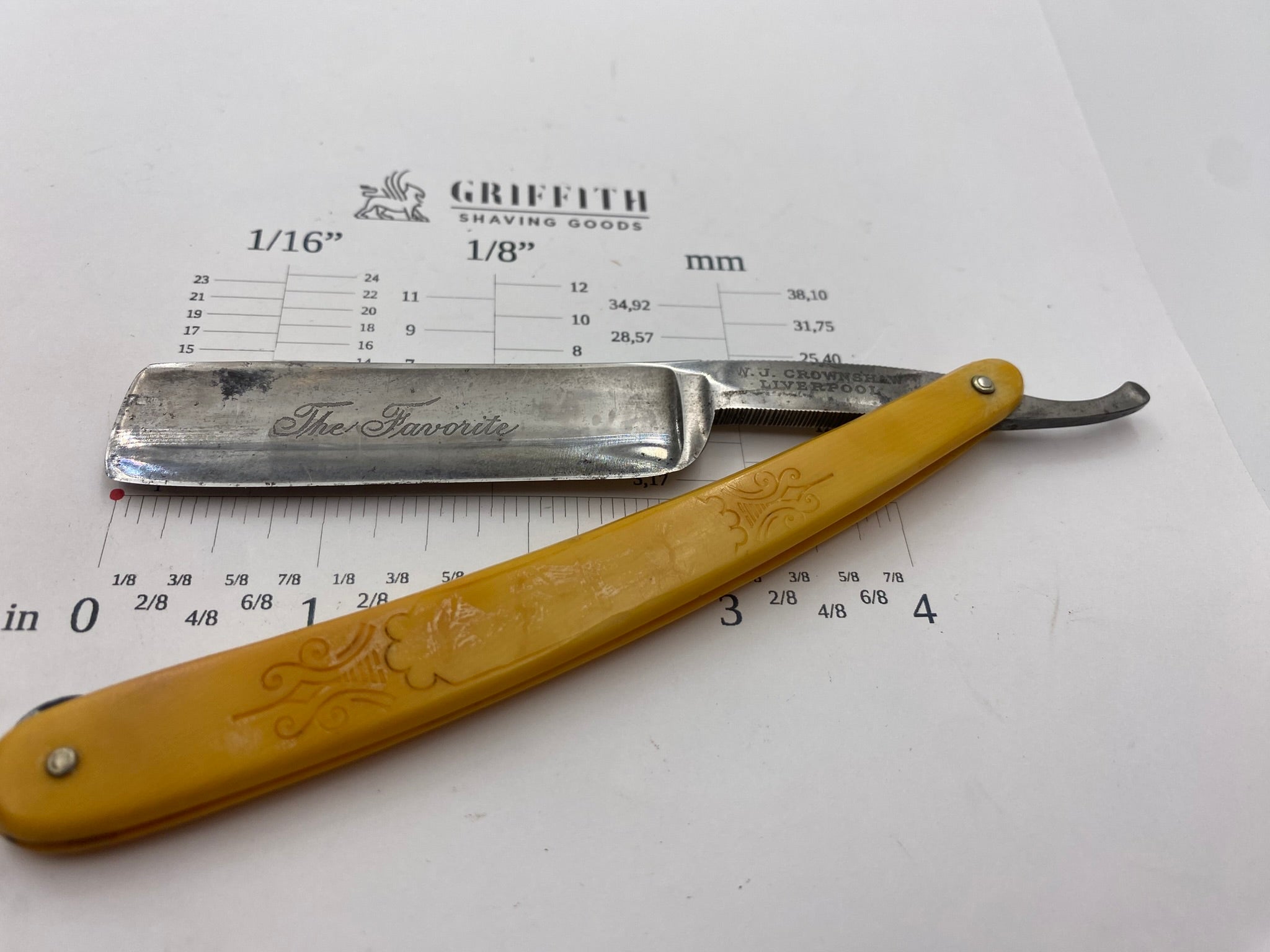 Vintage W.J. Crownshaw Liverpool Etched Razor for Restoration