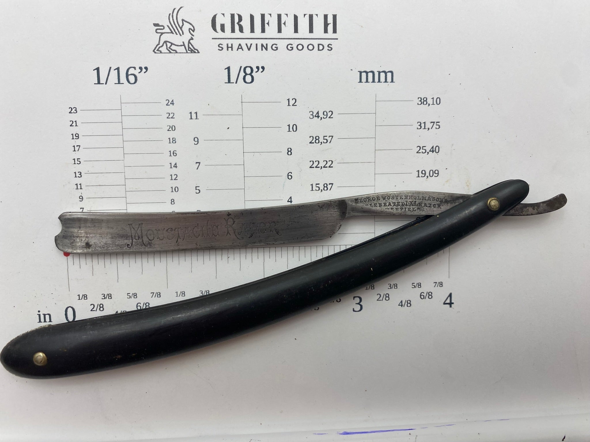 Vintage Wostenholm Mustache Razor Sheffield Razor for Restoration