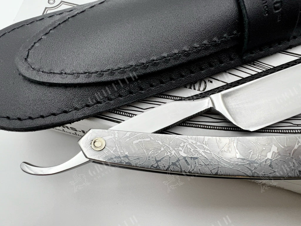 Thiers Issard 6/8 Engraved Spine With Etched Stainless Steel Scales - Cloud Design Half Hollow