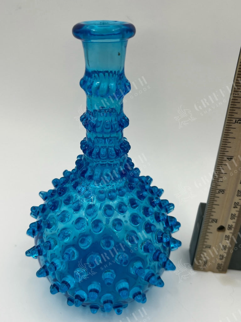 Antique Blue Hand Blown Glass Hobnail Barber Bottle- Lovely And Excellent Condition