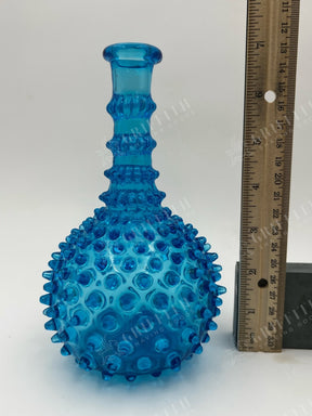 Antique Blue Hand Blown Glass Hobnail Barber Bottle- Lovely And Excellent Condition