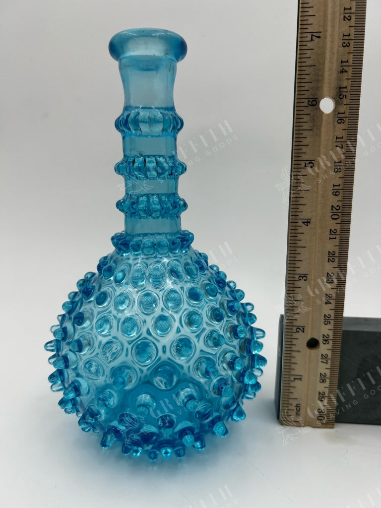 Antique Blue Hand Blown Glass Hobnail Barber Bottle- Lovely and Good Condition