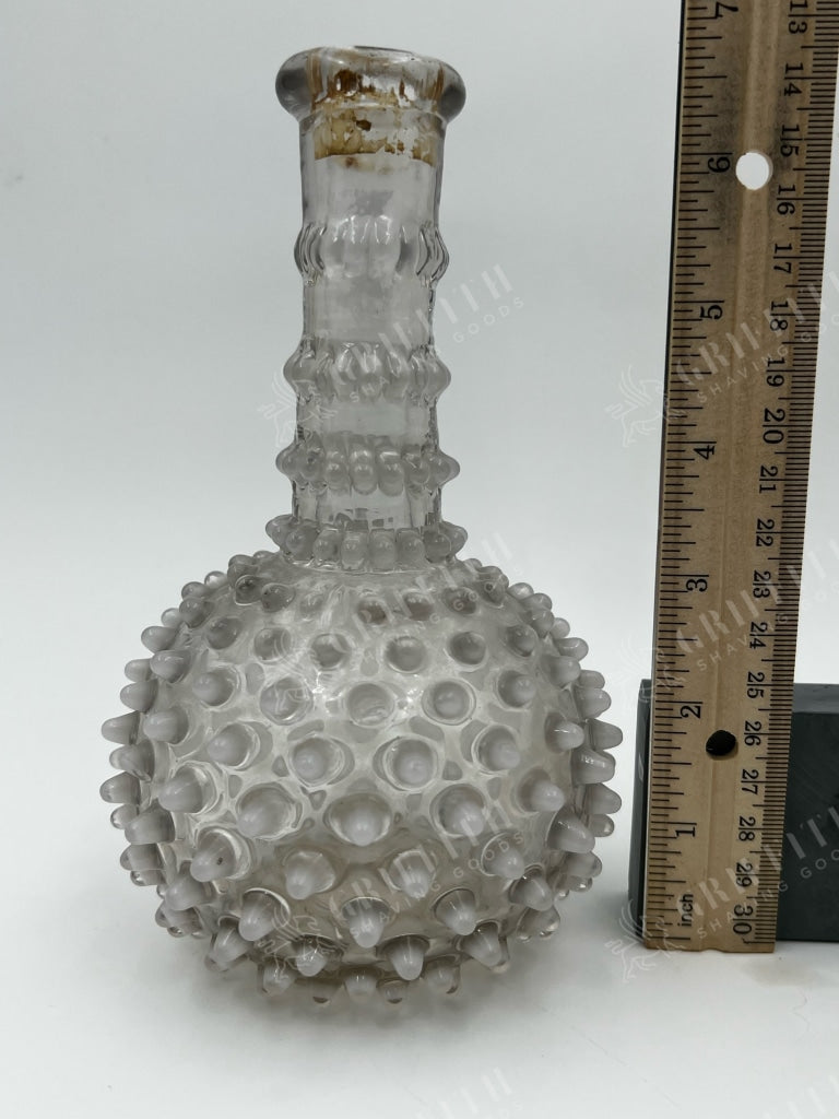 Antique Clear Opalescent Hand Blown Glass Hobnail Barber Bottle- Lovely And Excellent Condition