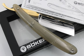 Boker Count Adolf Iii 6/8 Singing Full Hollow Blade With Filed Spine & Horn Scales Solingen Straight