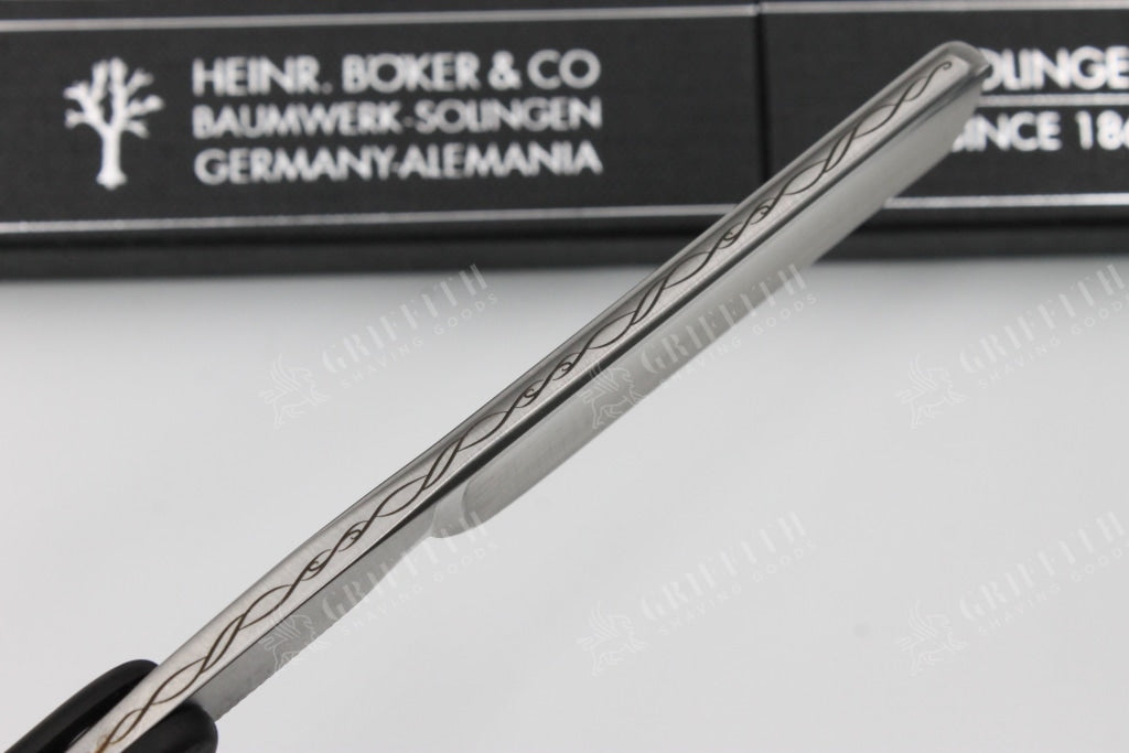Boker The Celebrated 5/8 Full Hollow Blade with Ebony Wood Scales Solingen Straight Razor