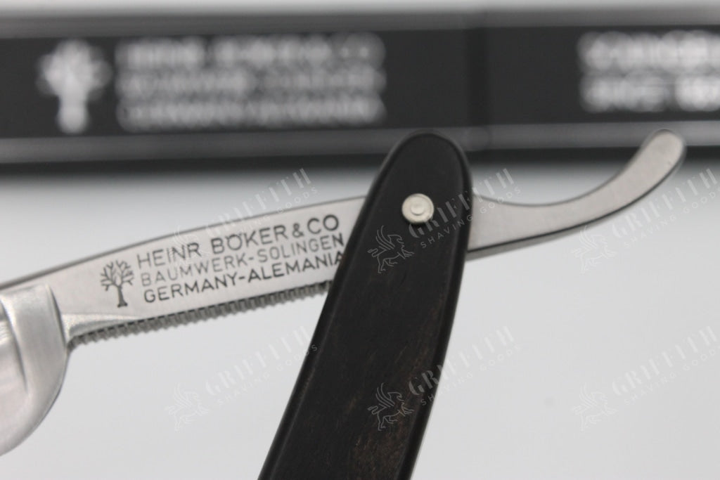 Boker The Celebrated 5/8 Full Hollow Blade with Ebony Wood Scales Solingen Straight Razor
