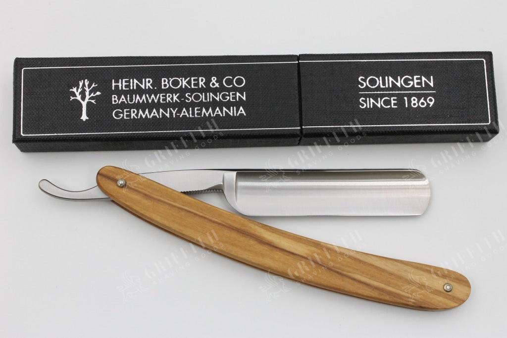 Boker The Celebrated 5/8 Full Hollow Blade with Olive Wood Scales Solingen Straight Razor