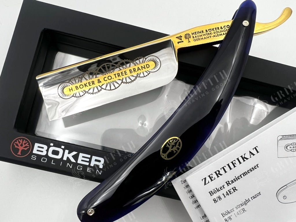 Boker 14er 8/8 Singing Full Hollow Blade with Acrylic Scales Full Hollow Solingen Straight Razor