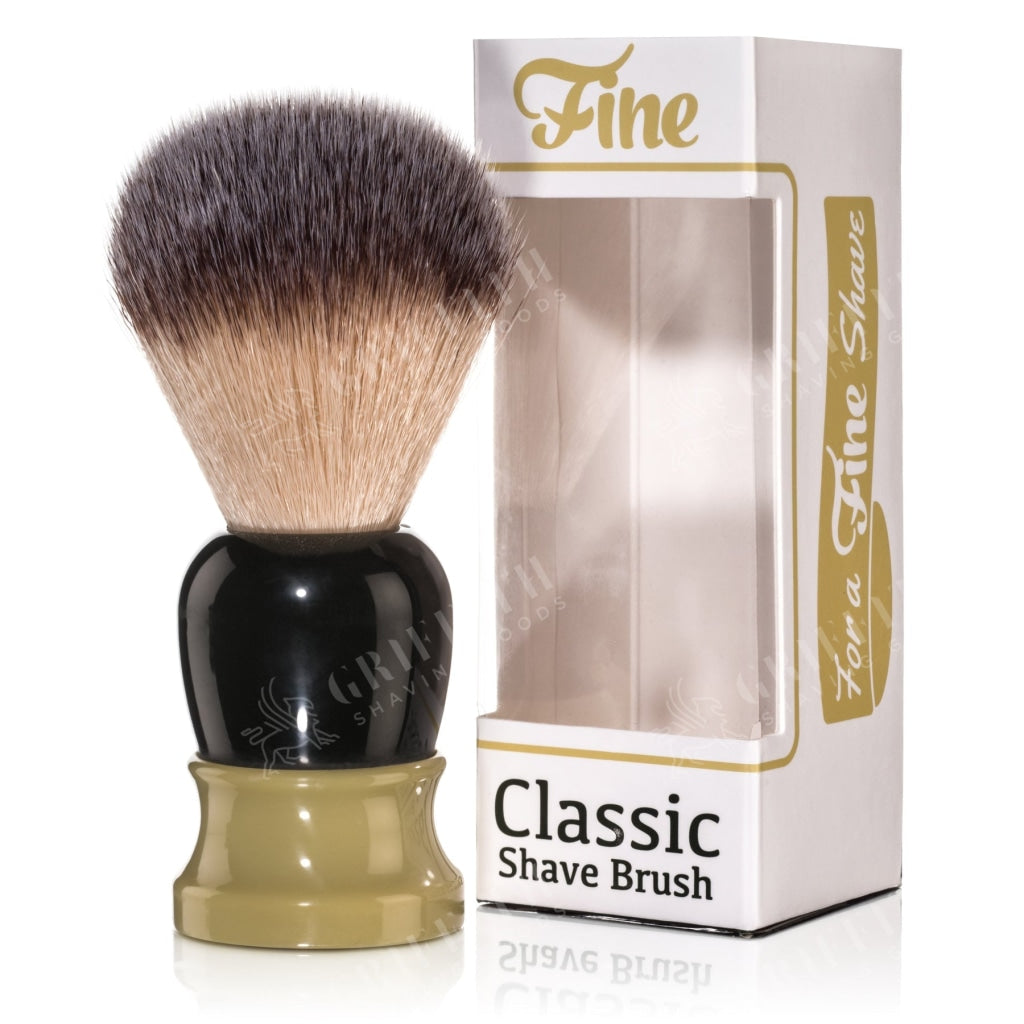 Fine Accoutrements Classic Synthetic Bristle Shaving Brush - Green & Gold