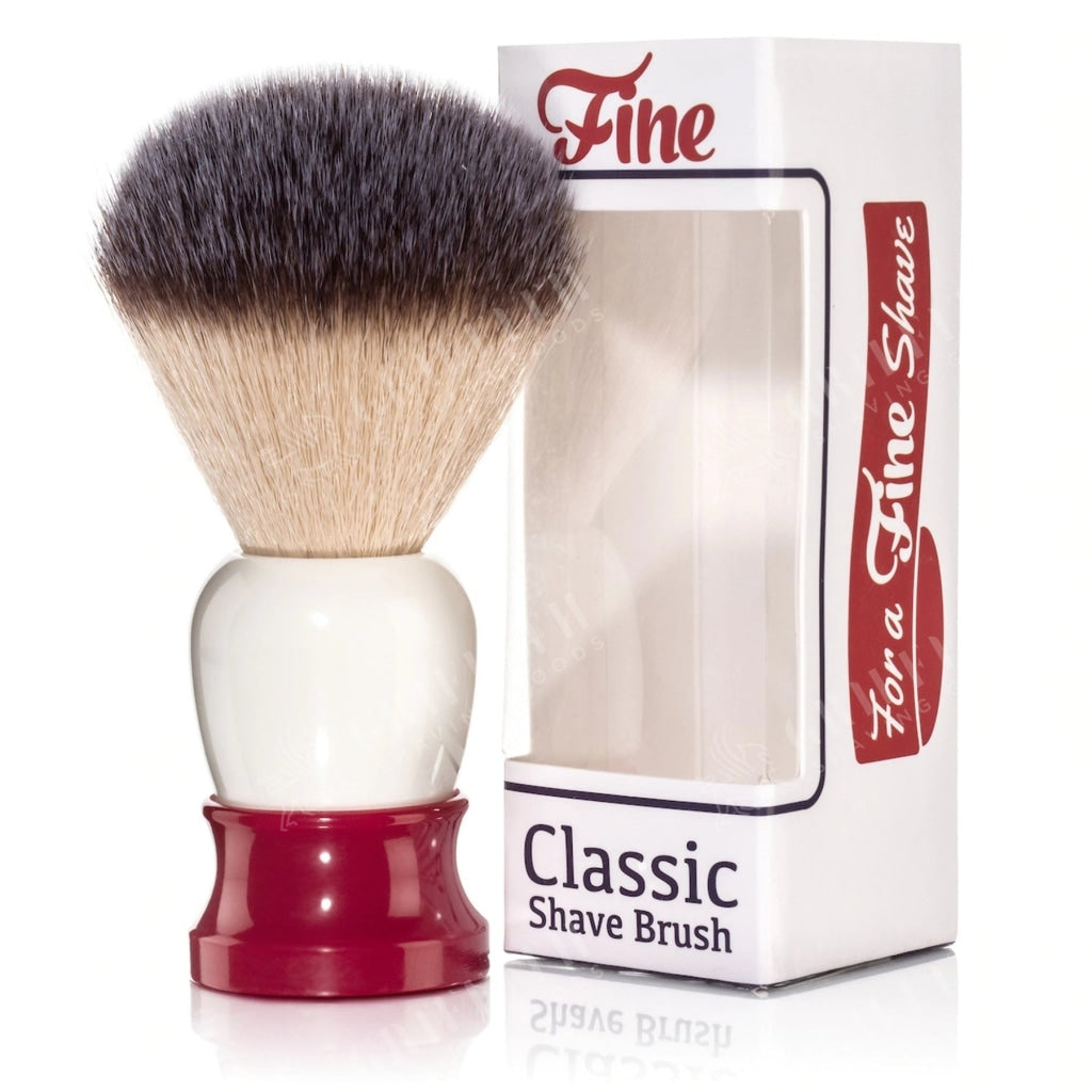 Fine Accoutrements Classic Synthetic Bristle Shaving Brush - Red & White