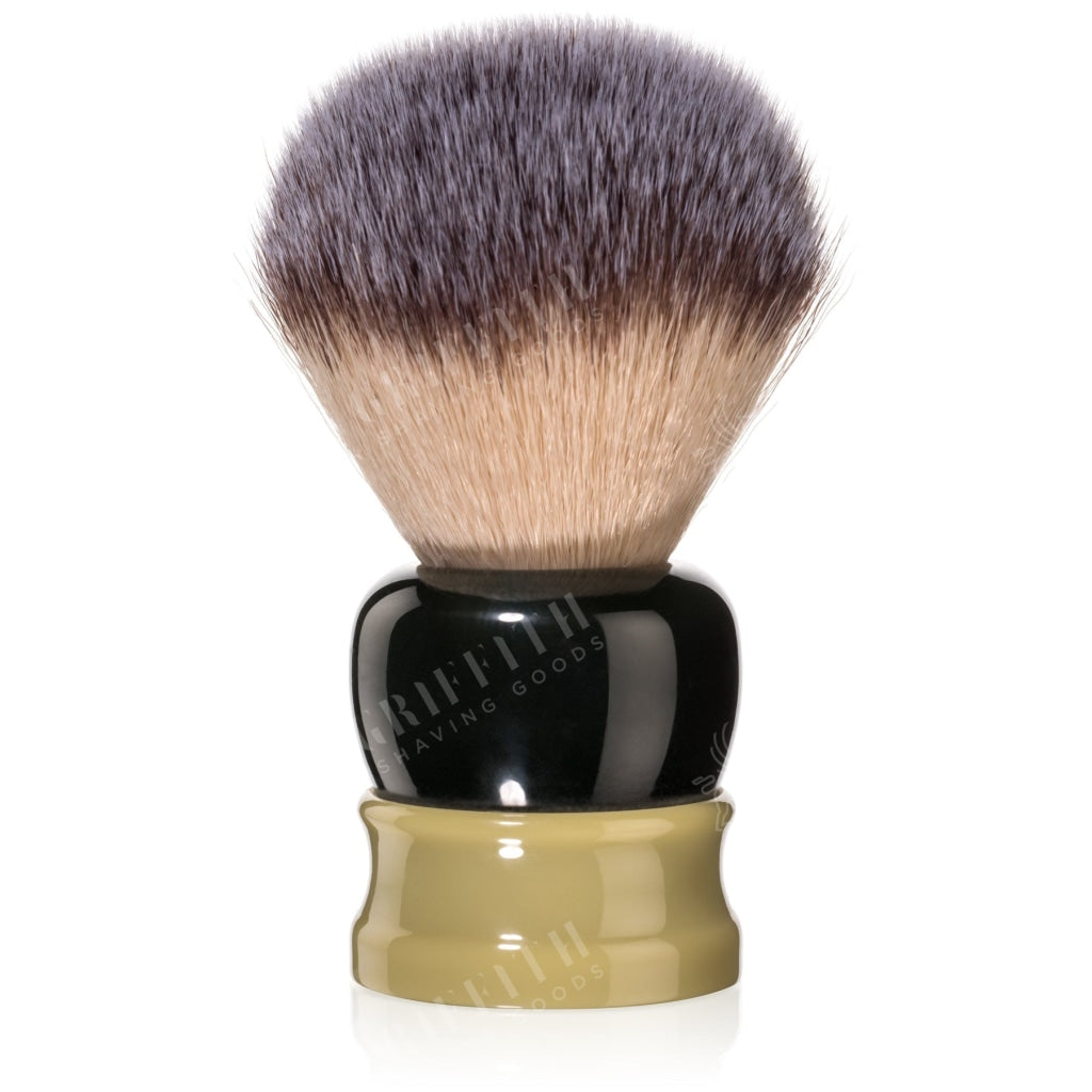 Fine Accoutrements Stout Synthetic Bristle Shaving Brush - Green & Gold