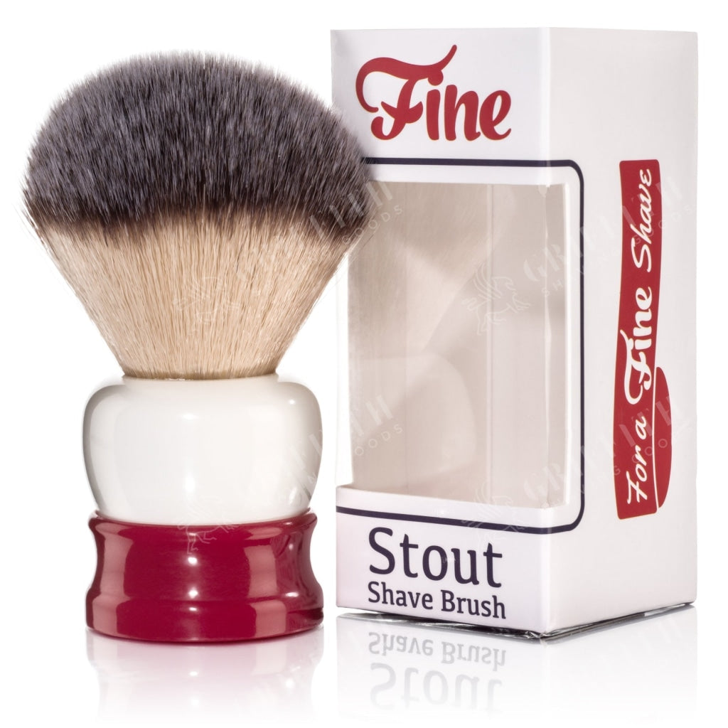 Fine Accoutrements Stout Synthetic Bristle Shaving Brush - Red & White Simpson Brushes
