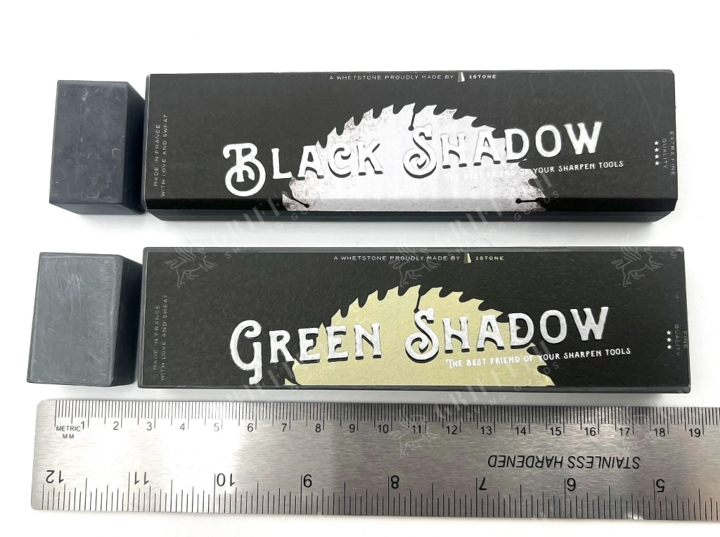 Green Shadow & Black Hone Set - 150Mm X 40Mm (6 1.5) French Fine Razor Hones Sharpening Stones With
