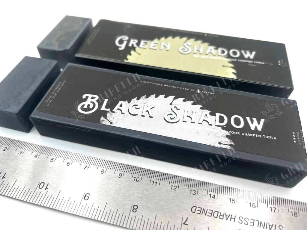 Green Shadow & Black Shadow Hone Set - 150mm x 50mm (6 x 2") - French Fine Razor Hones Sharpening Stones with Slurry Stone